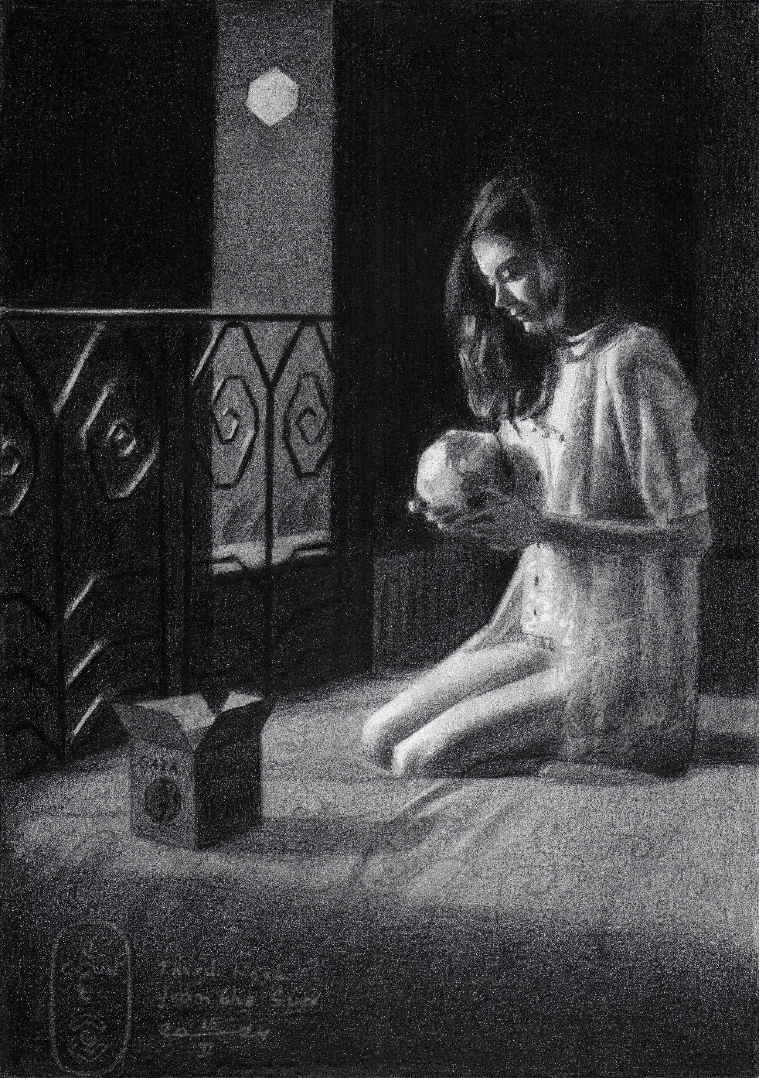 Third Rock from the Sun â€“ 15-02-24, Drawing, Pencil/Colored Pencil on Paper - Art by Corne Akkers