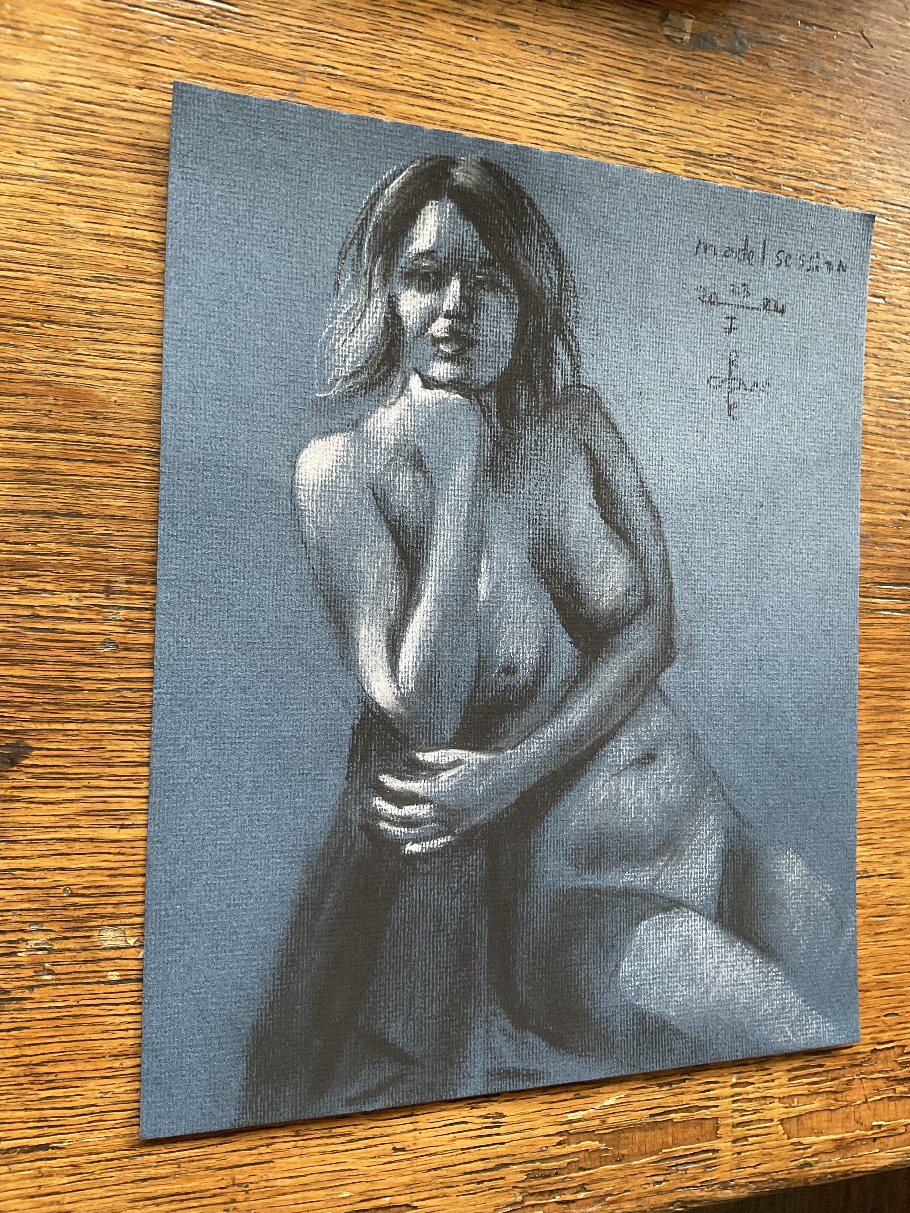 Model Session â€“ 23-01-24, Drawing, Pastels on Paper For Sale 1