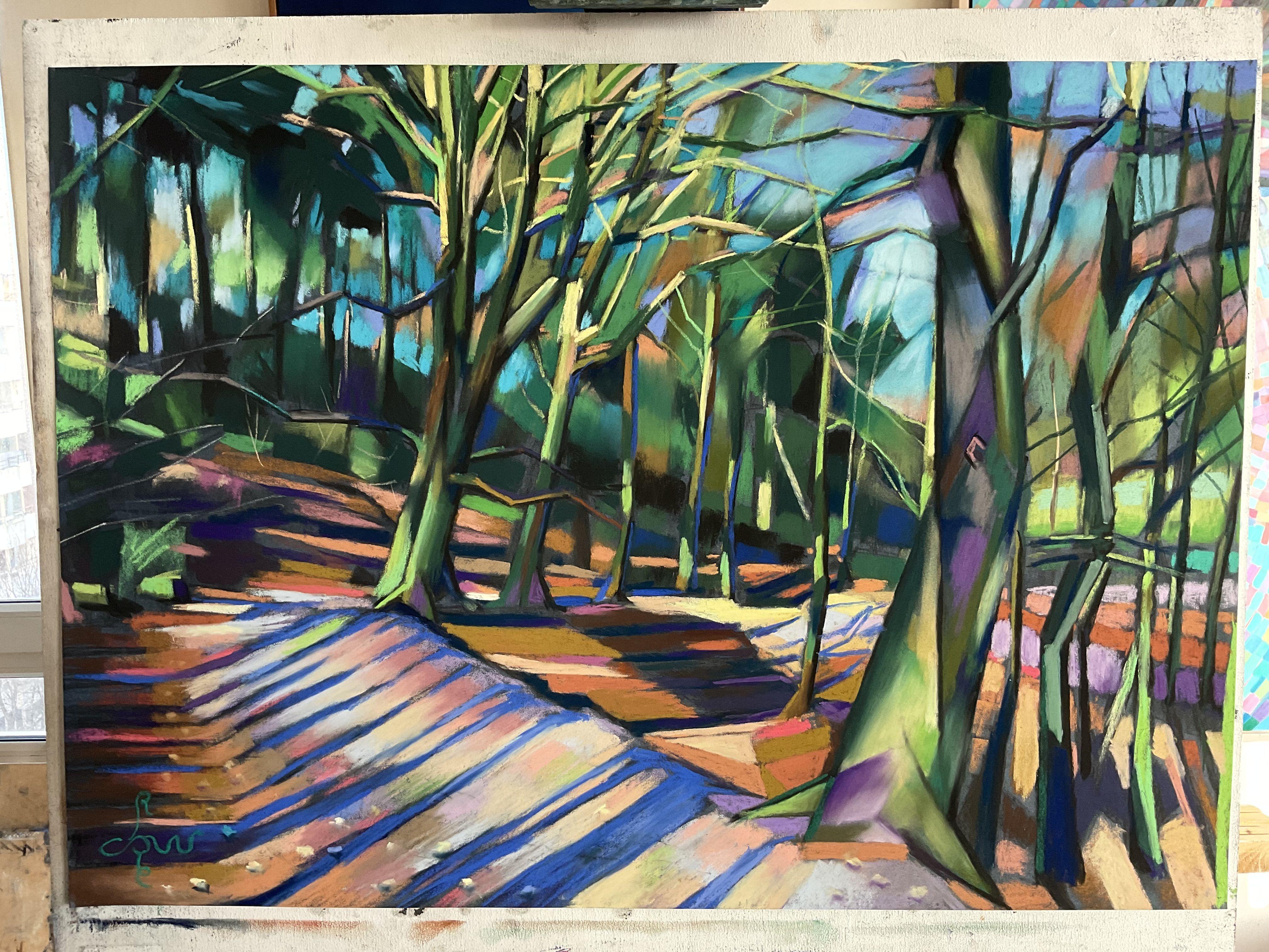 Berg en Dal - 19-12-23, Drawing, Pastels on Paper - Cubist Art by Corne Akkers