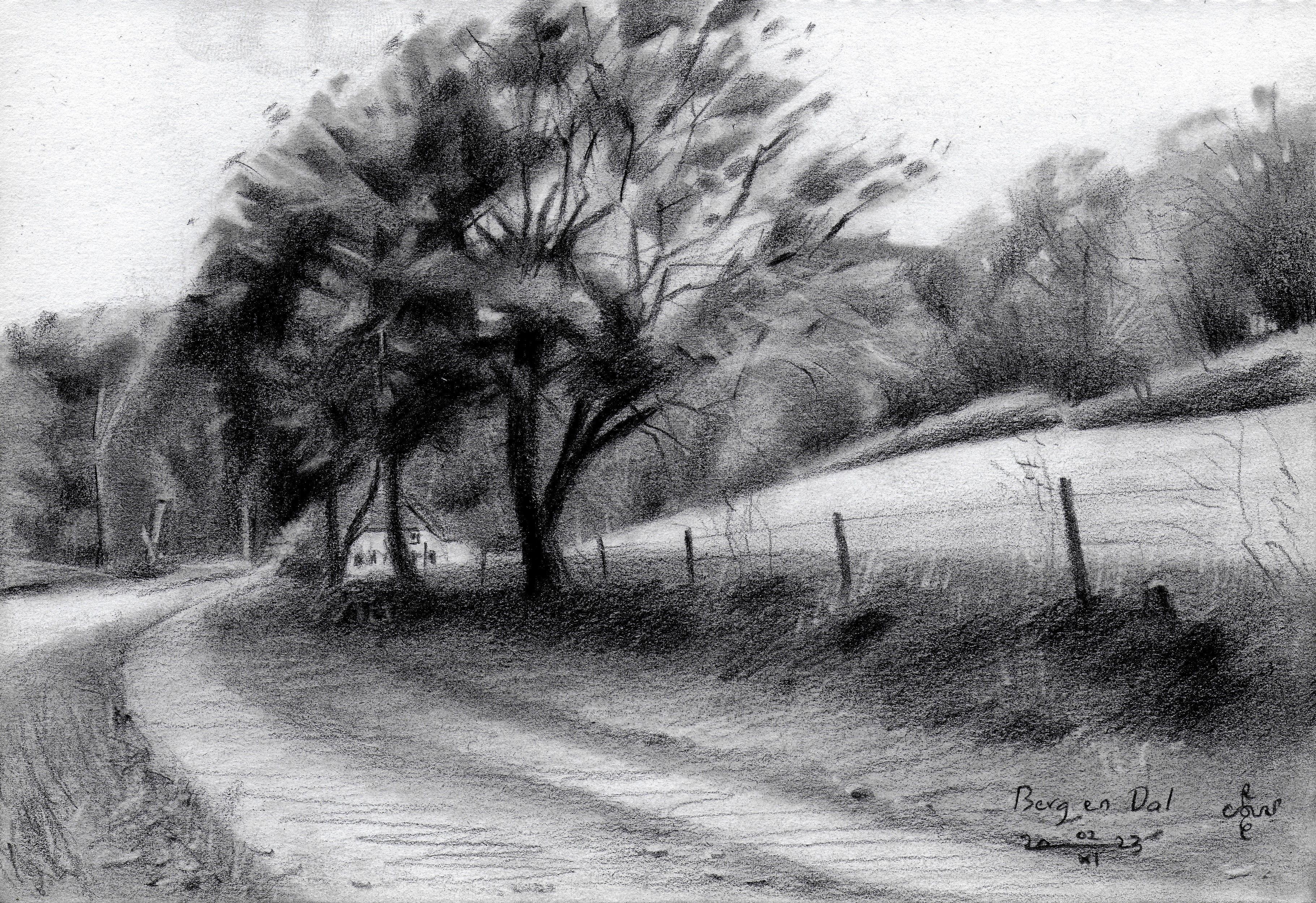 Berg en Dal - 02-11-23, Disegno, Matita/Matita colorata su carta