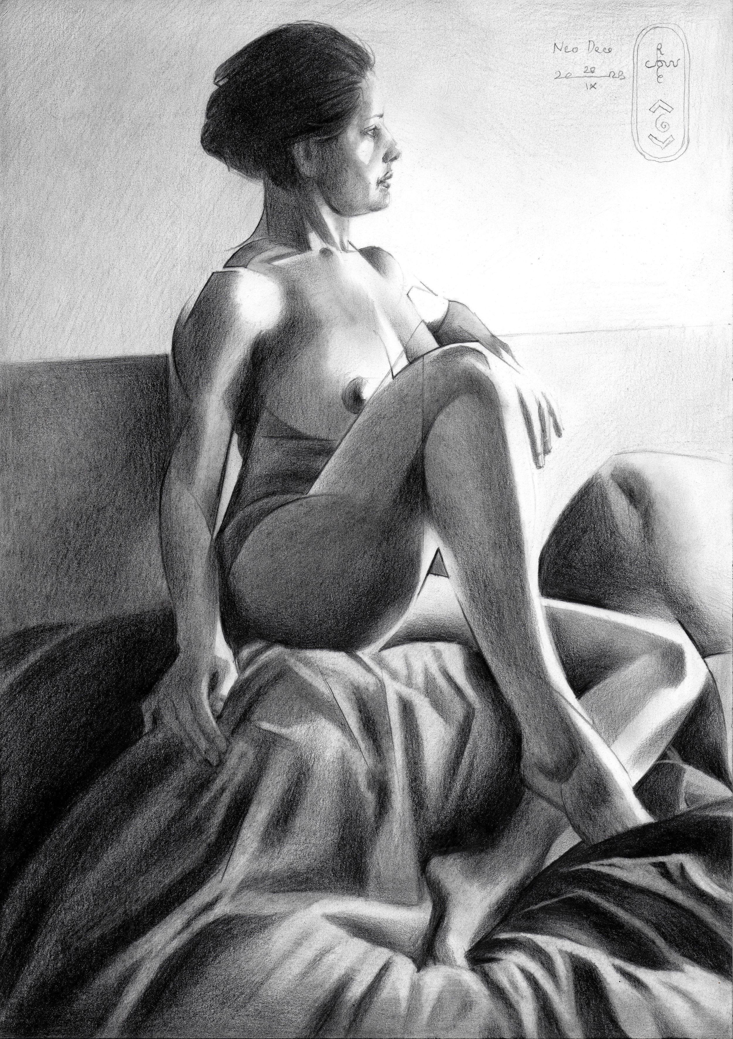 Neo Deco - 20-09-23, Drawing, Pencil/Colored Pencil on Paper
