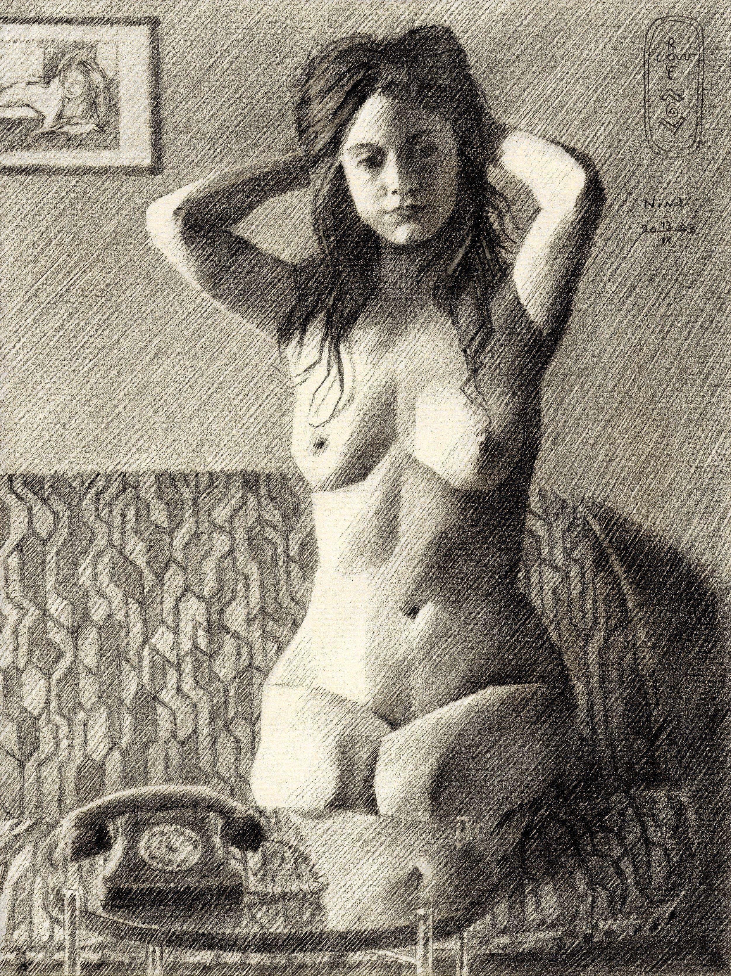 Nina â€“ 13-09-23, Drawing, Pencil/Colored Pencil on Paper
