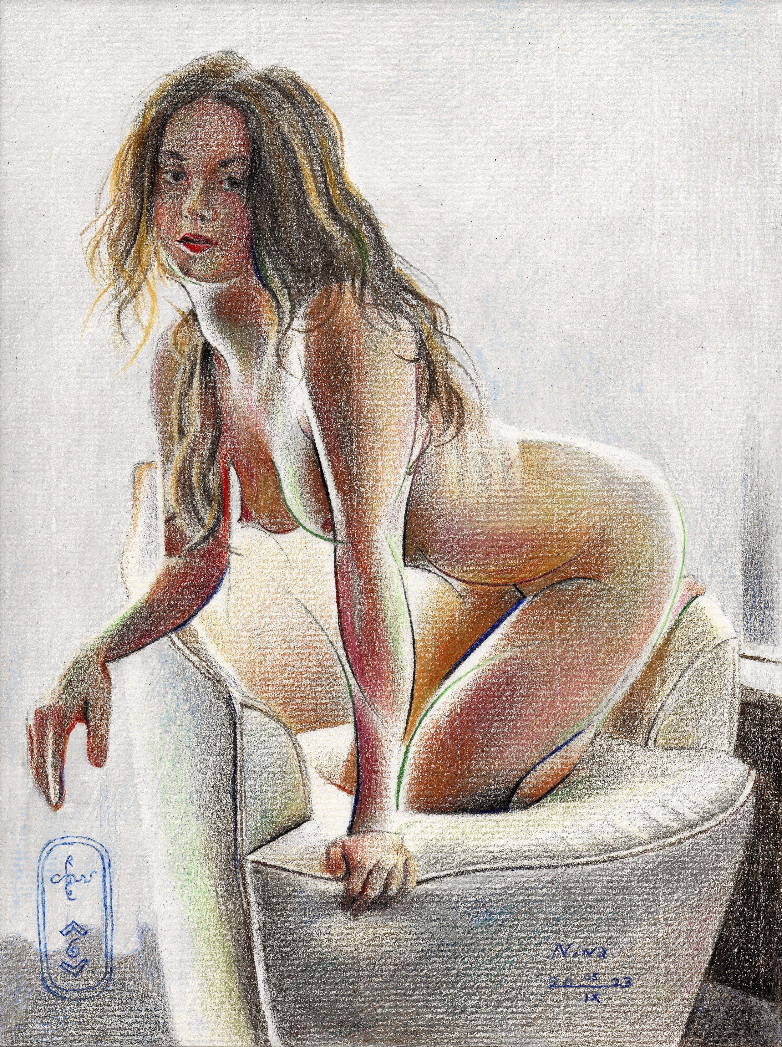Nina â€“ 05-09-23, Drawing, Pencil/Colored Pencil on Paper