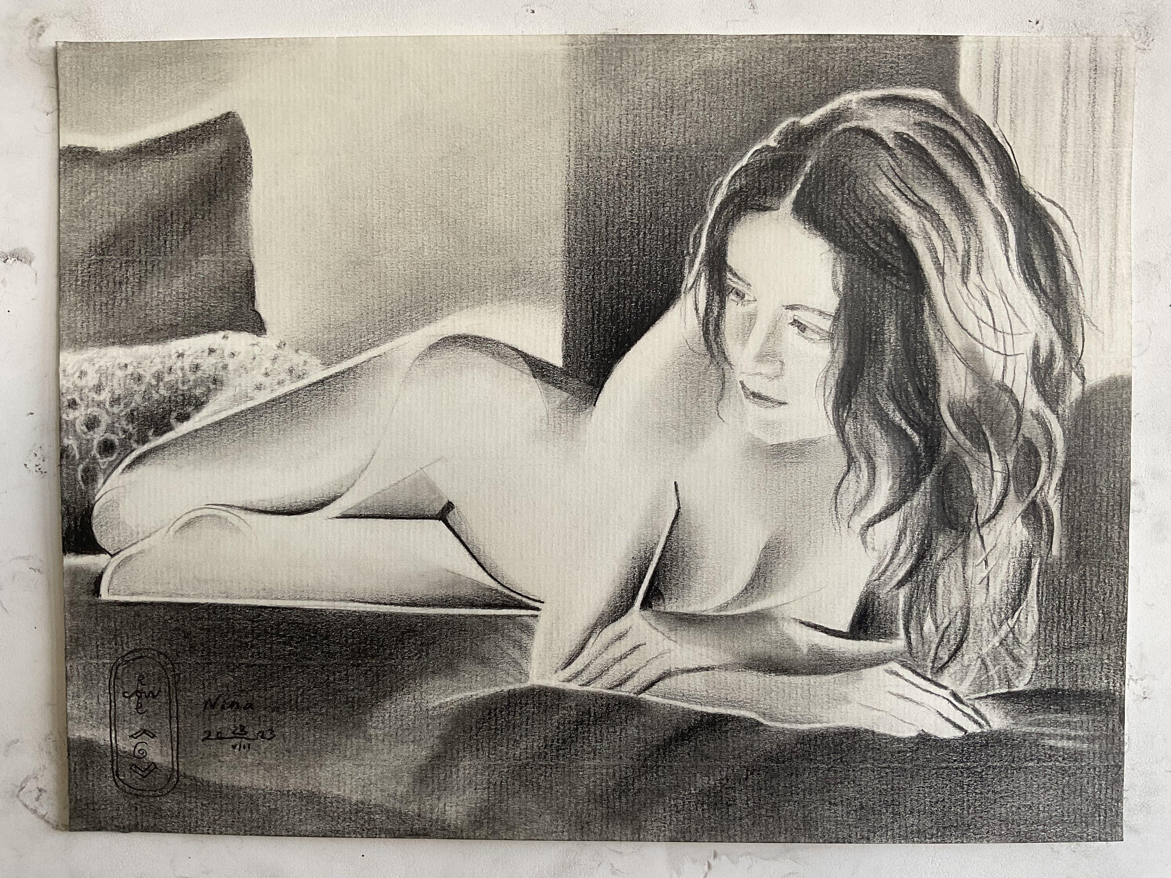Beautifully Arranged    This graphite pencil drawing â€˜Nina â€“ 23-08-23â€™ already is the third I made of this gorgeous lady. Whatâ€™s next I asked myself? Whereas last drawing showed her in her metallic beauty I was not sure whether I should do a
