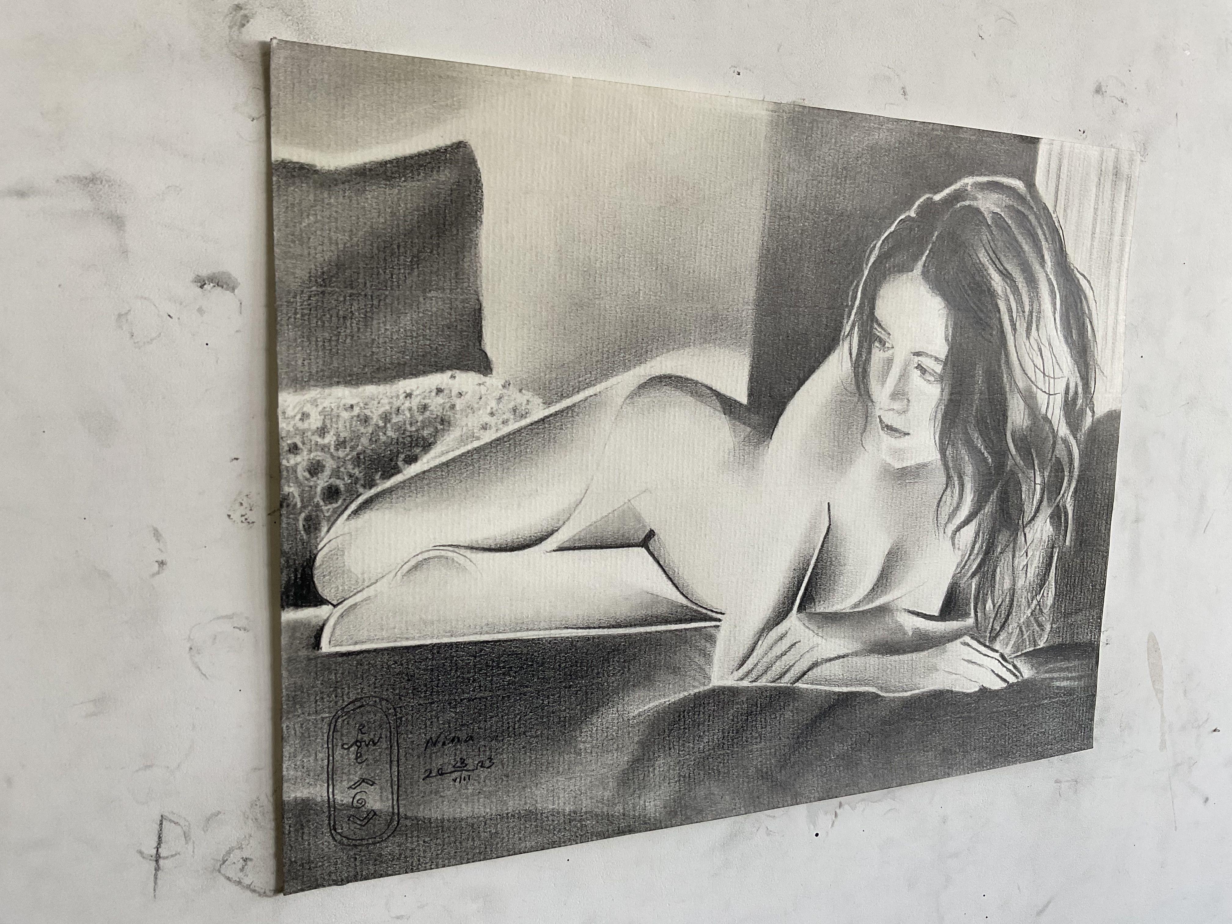 Nina â€“ 23-08-23, Drawing, Pencil/Colored Pencil on Paper For Sale 1