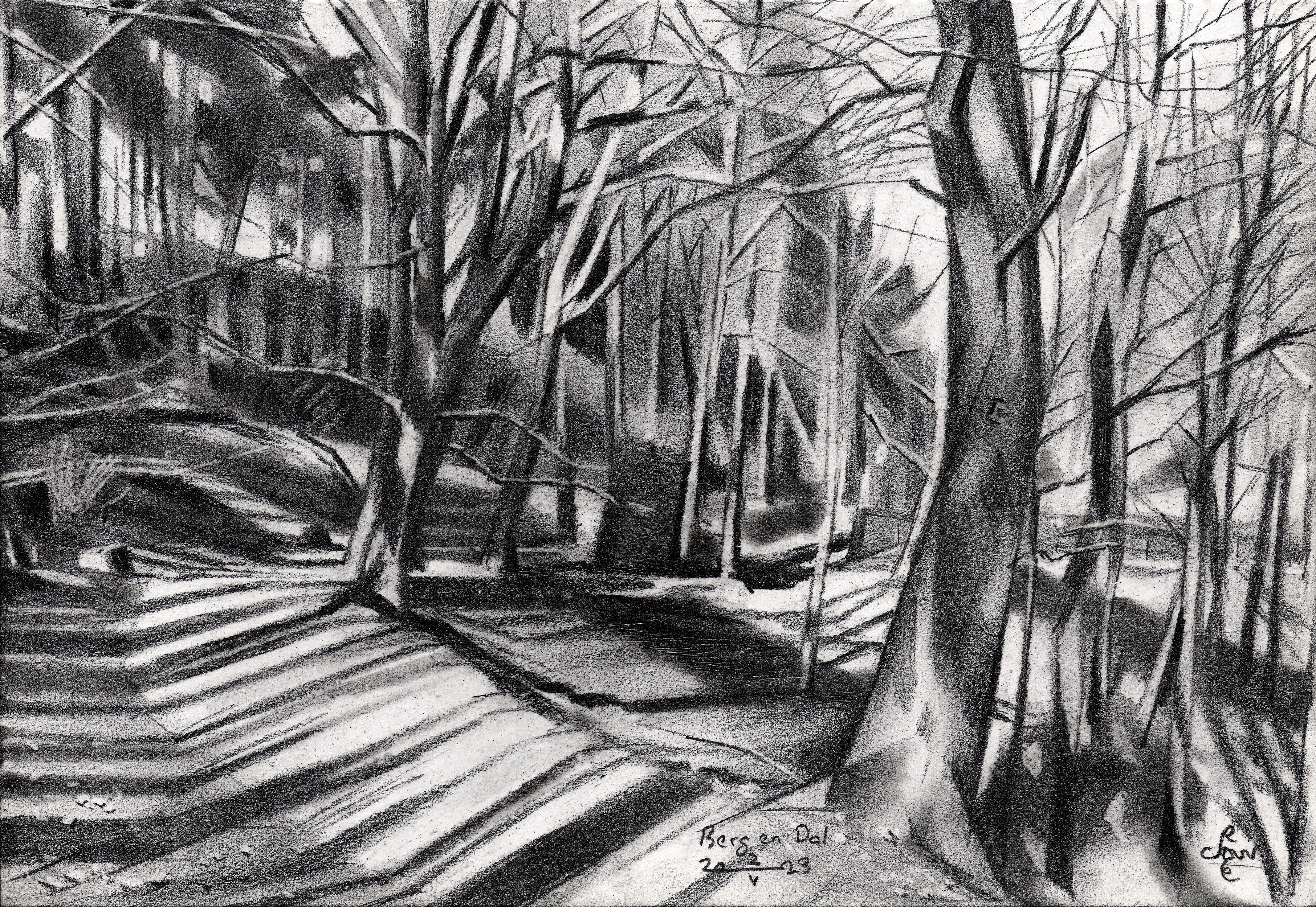 Berg en Dal - 02-05-23, Disegno, Matita/Matita colorata su carta - Art di Corne Akkers