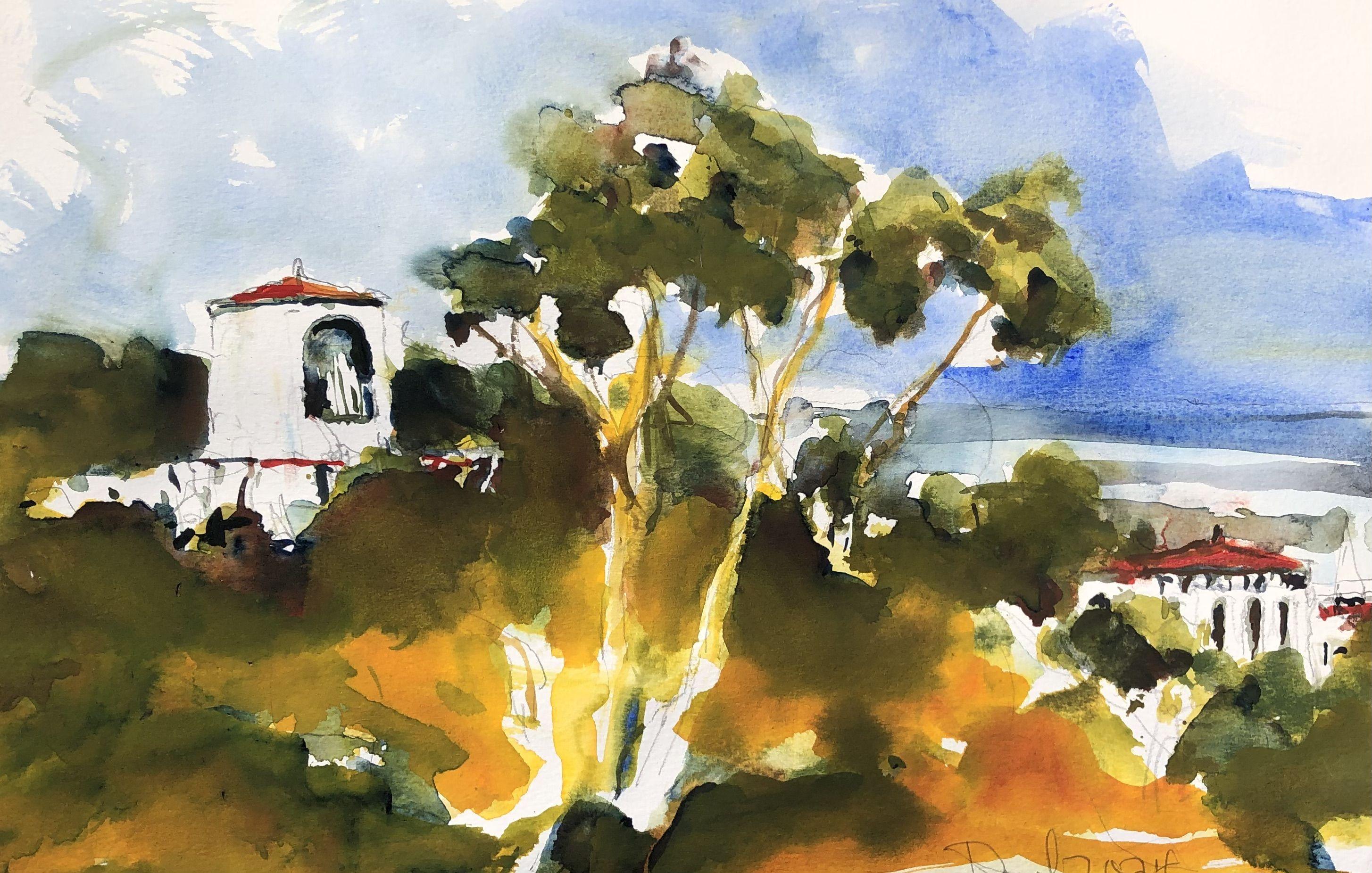Avalon Chimes, Painting, Watercolor on Watercolor Paper - Art by Daniel Clarke