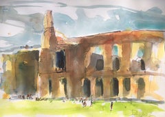 Colosseum, Painting, Watercolor on Watercolor Paper