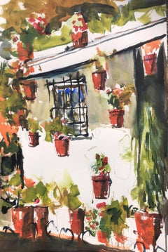 Spanish Courtyard, Painting, Watercolor on Watercolor Paper