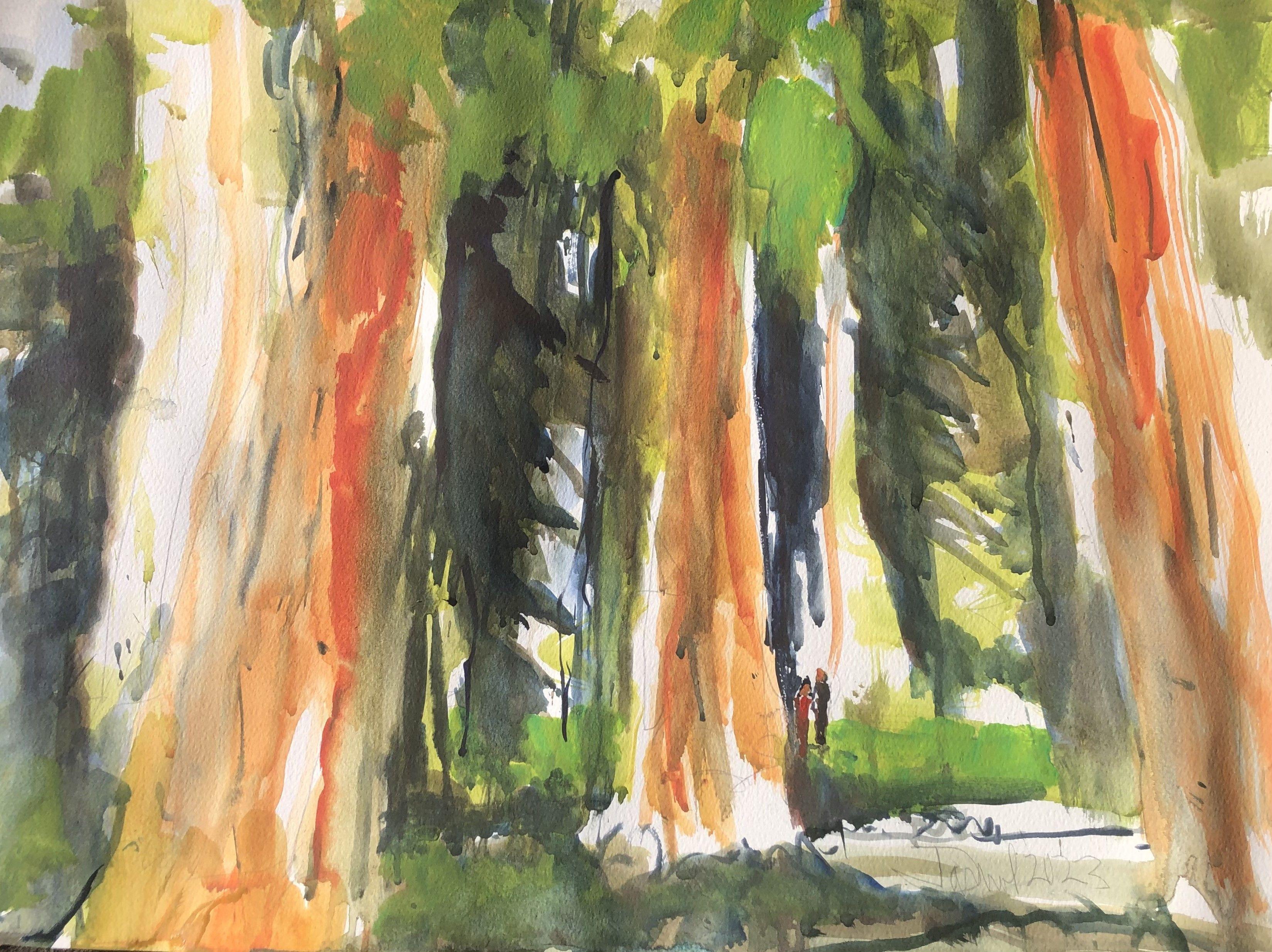 Peinture, aquarelle sur papier aquarelle Sequoia n° 1 - Art de Daniel Clarke