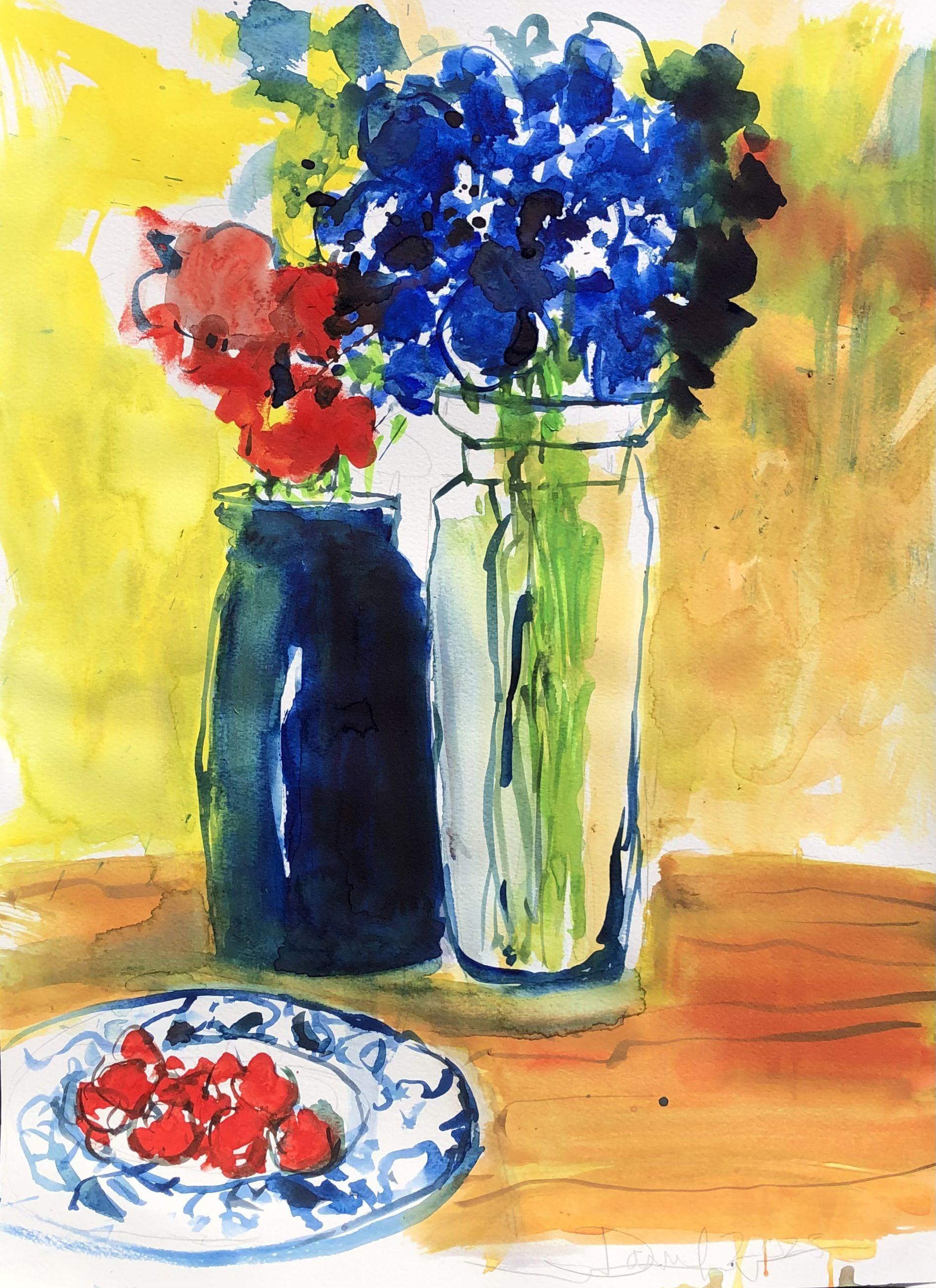 Red, Yellow, Blue, Painting, Watercolor on Watercolor Paper