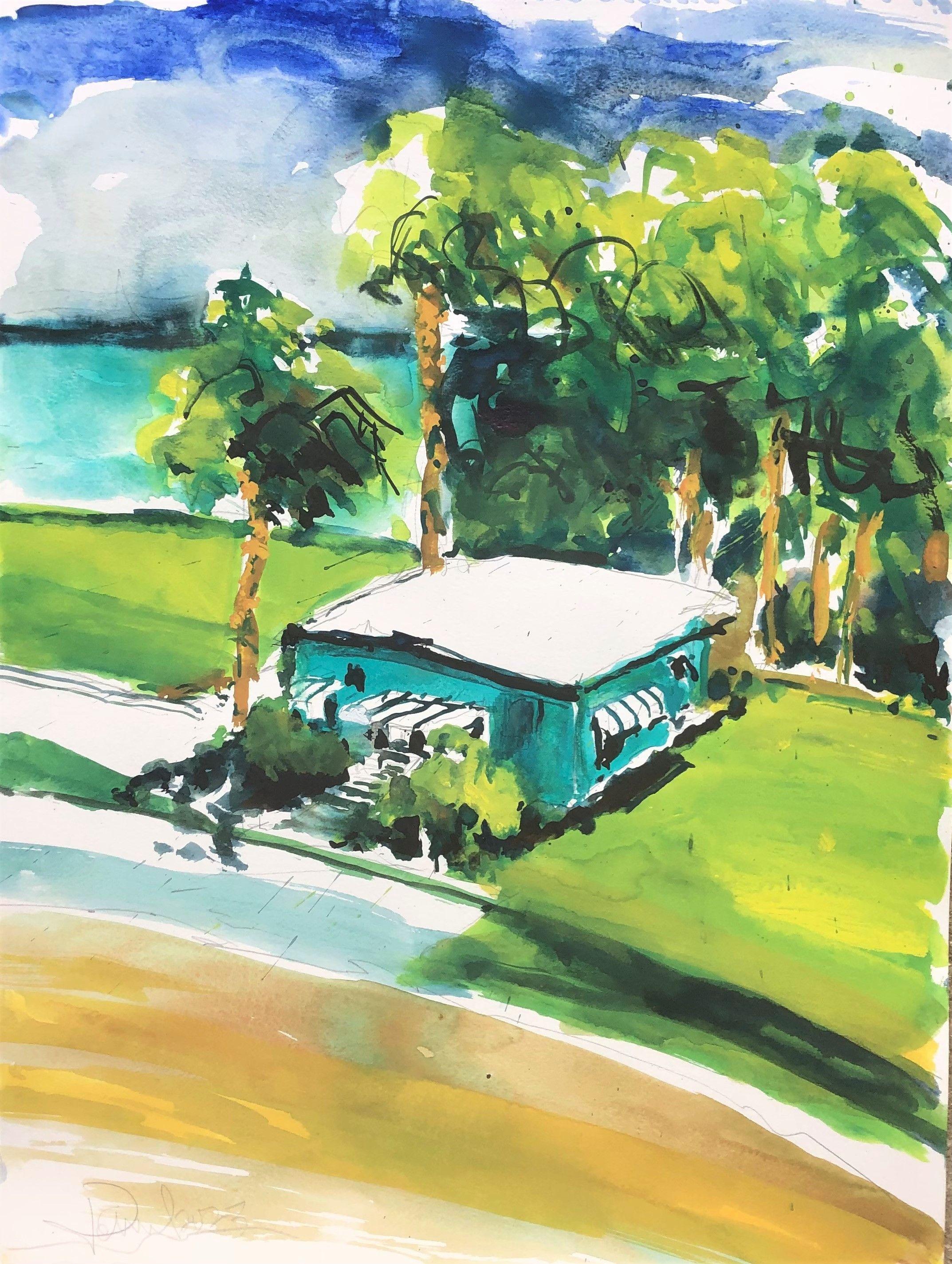Bungalow de Cayo Hueso, Pintura, Acuarela sobre papel de acuarela - Art de Daniel Clarke