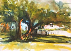City Park: Early Evening, Painting, Watercolor on Watercolor Paper
