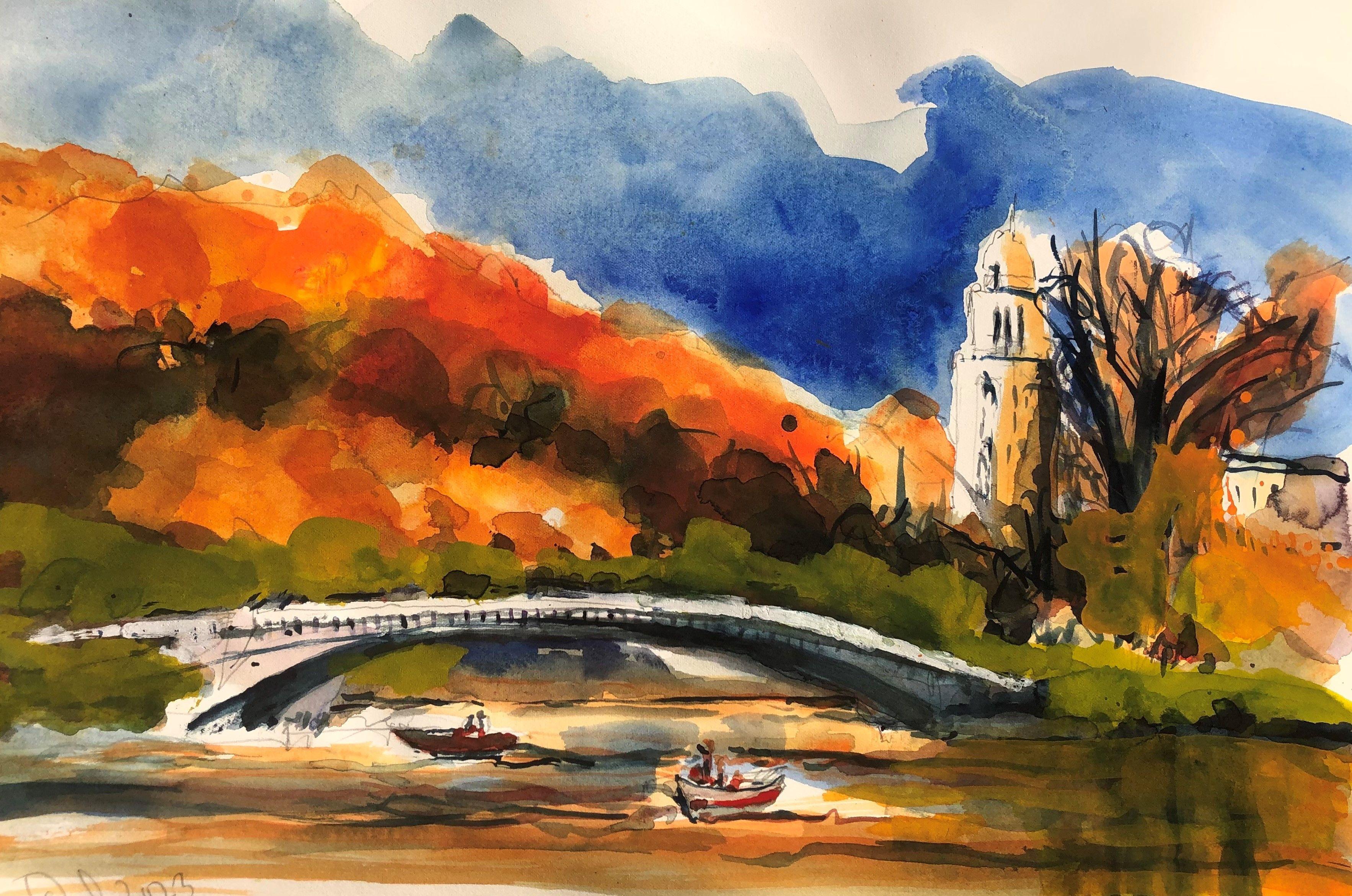 Autumn Rhythms New York, Painting, Watercolor on Watercolor Paper - Art by Daniel Clarke