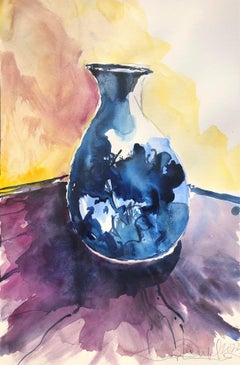 The Blue Vase, Painting, Watercolor on Watercolor Paper
