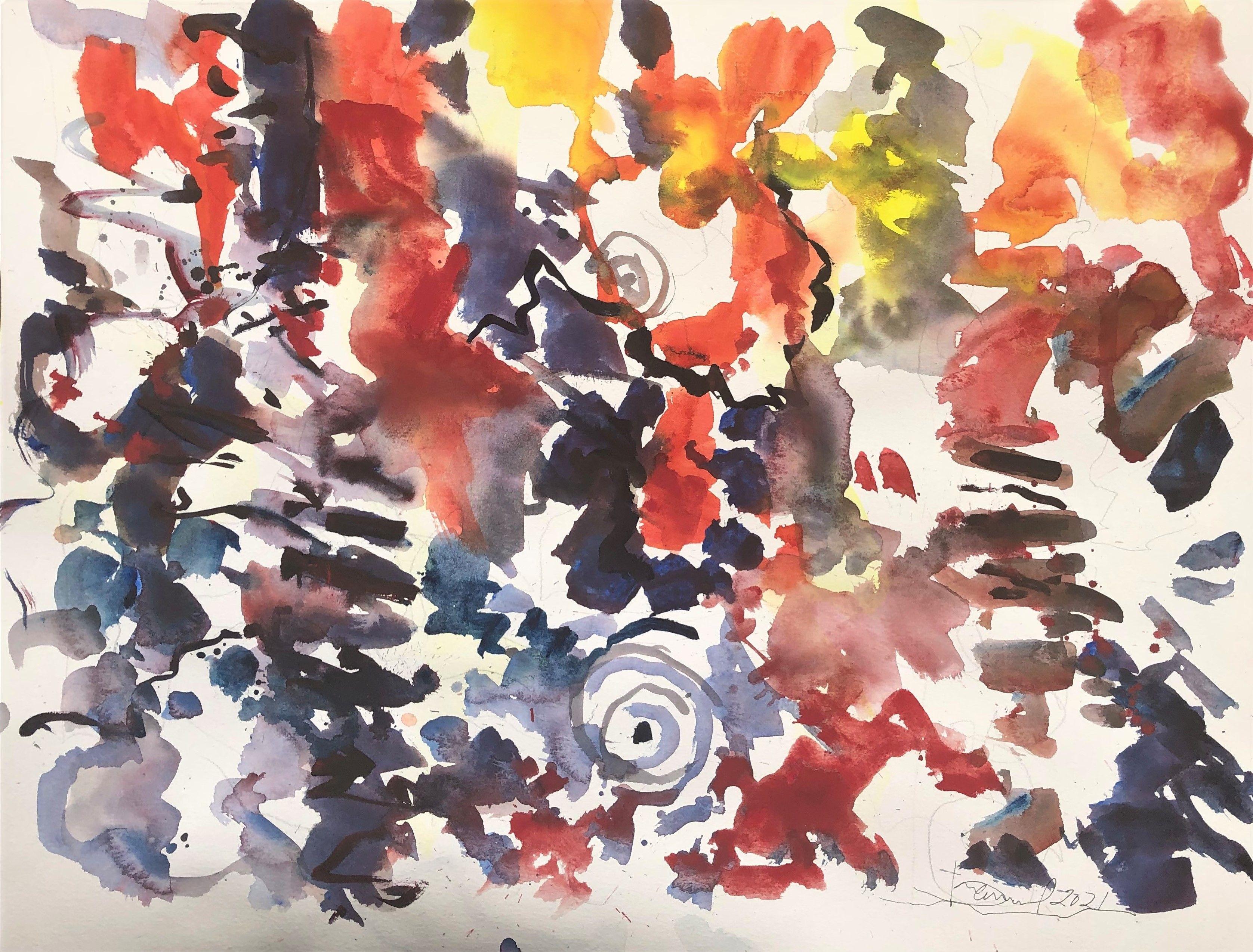 Estate indiana, Pittura, Acquerello su carta acquerellata - Art di Daniel Clarke