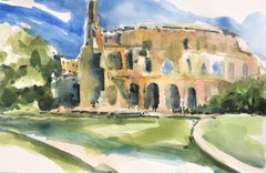 Colosseum Rome, Painting, Watercolor on Watercolor Paper