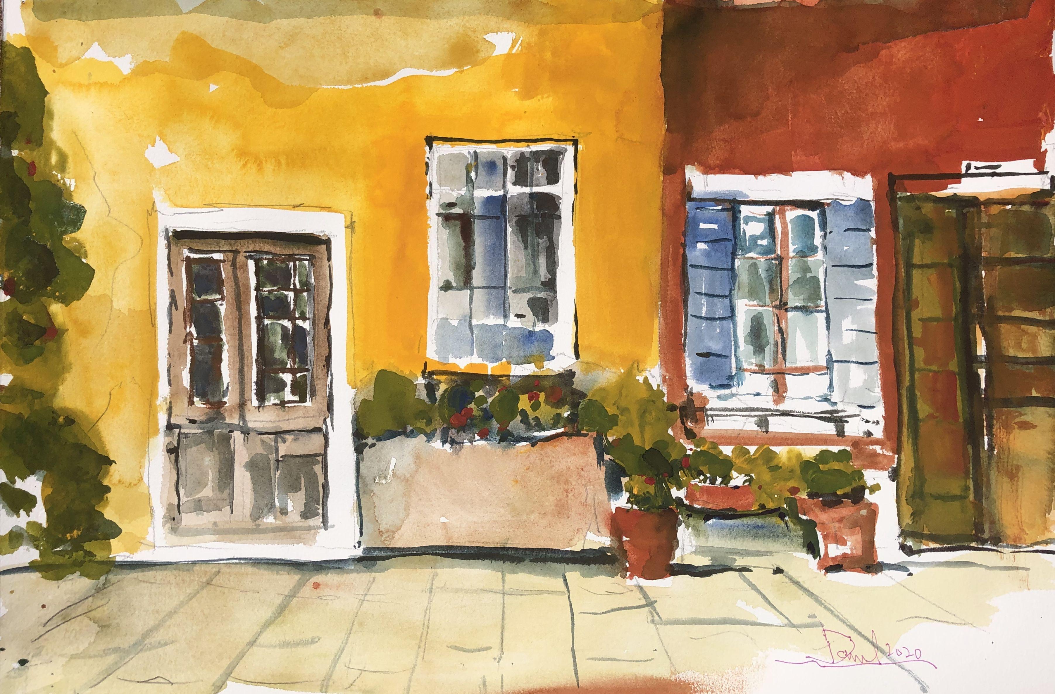 Puertas y Ventanas Mallorca, Pintura, Acuarela sobre Papel Acuarela - Art de Daniel Clarke