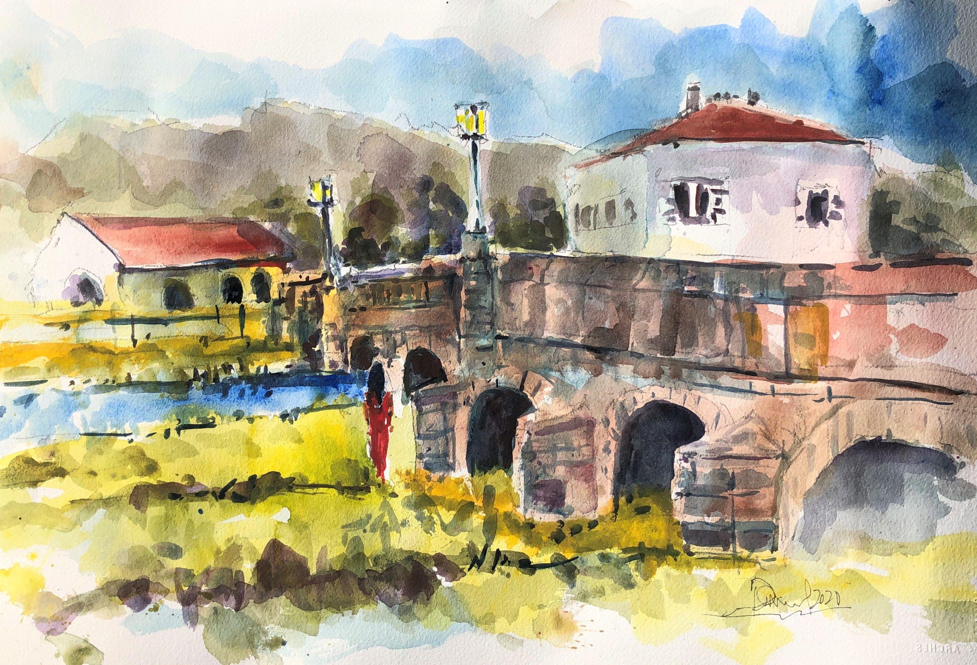 En Lorraine Lady, Painting, Watercolor on Watercolor Paper - Art by Daniel Clarke