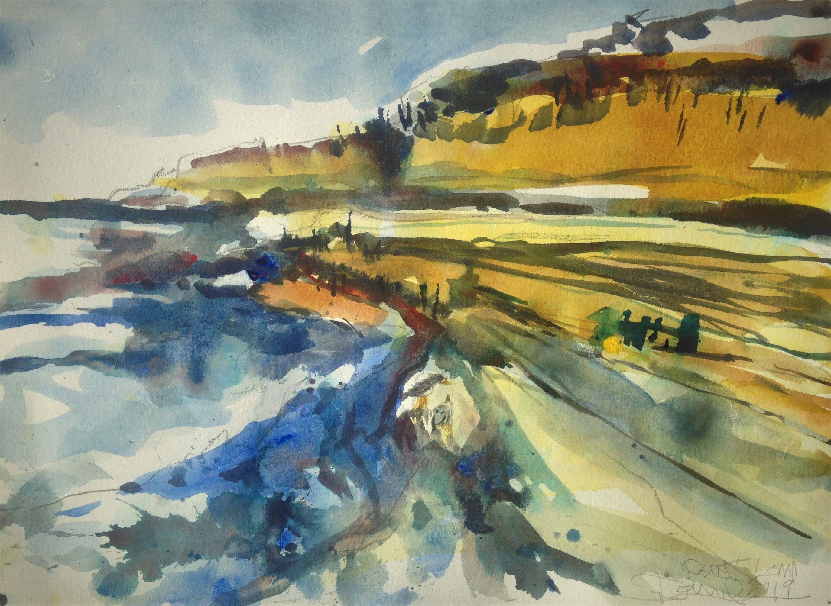 Pozas de marea de Point Loma, Pintura, Acuarela sobre papel de acuarela - Art de Daniel Clarke