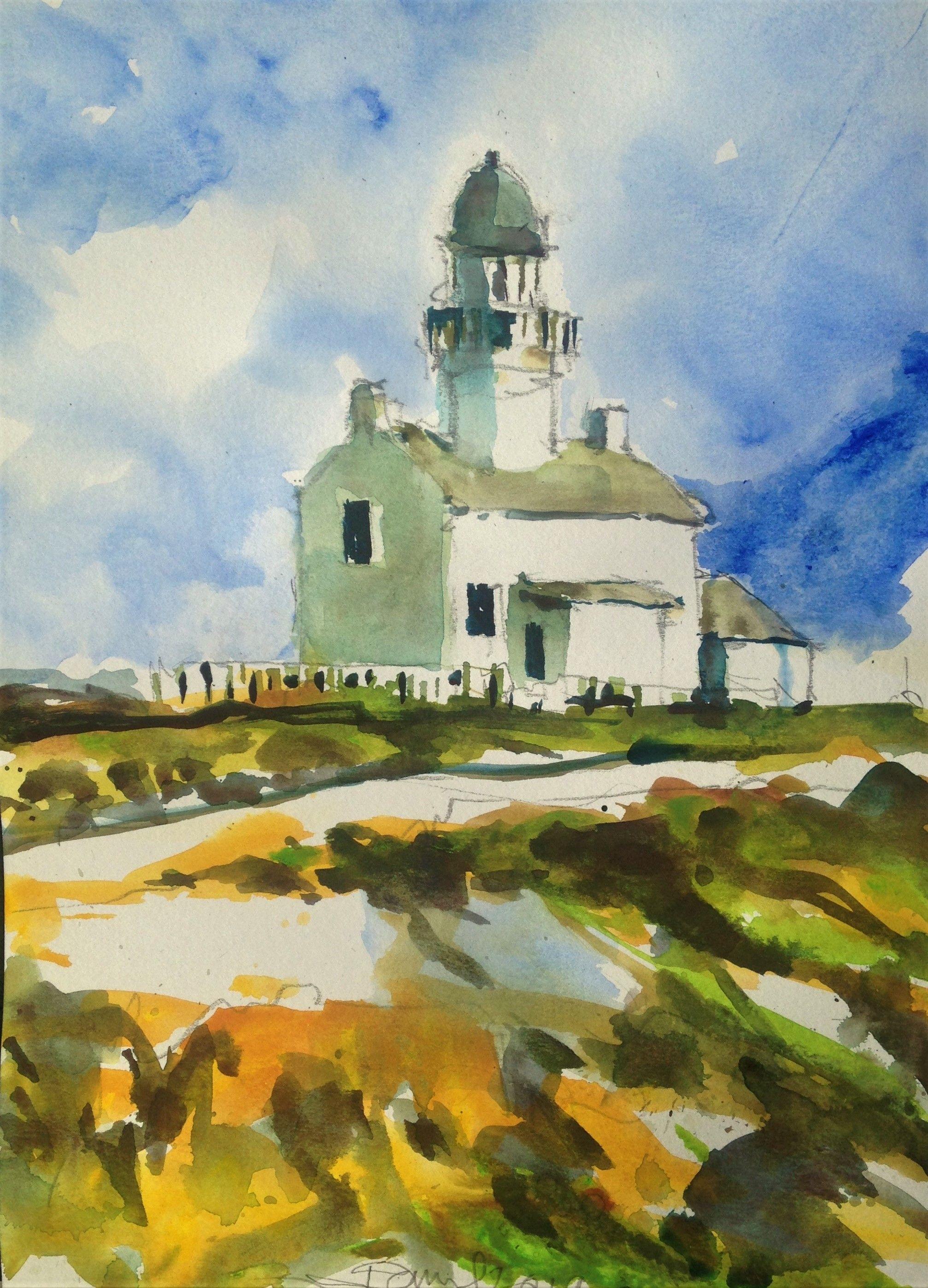 El Faro de Cabrillo, Pintura, Acuarela sobre papel de acuarela - Art de Daniel Clarke