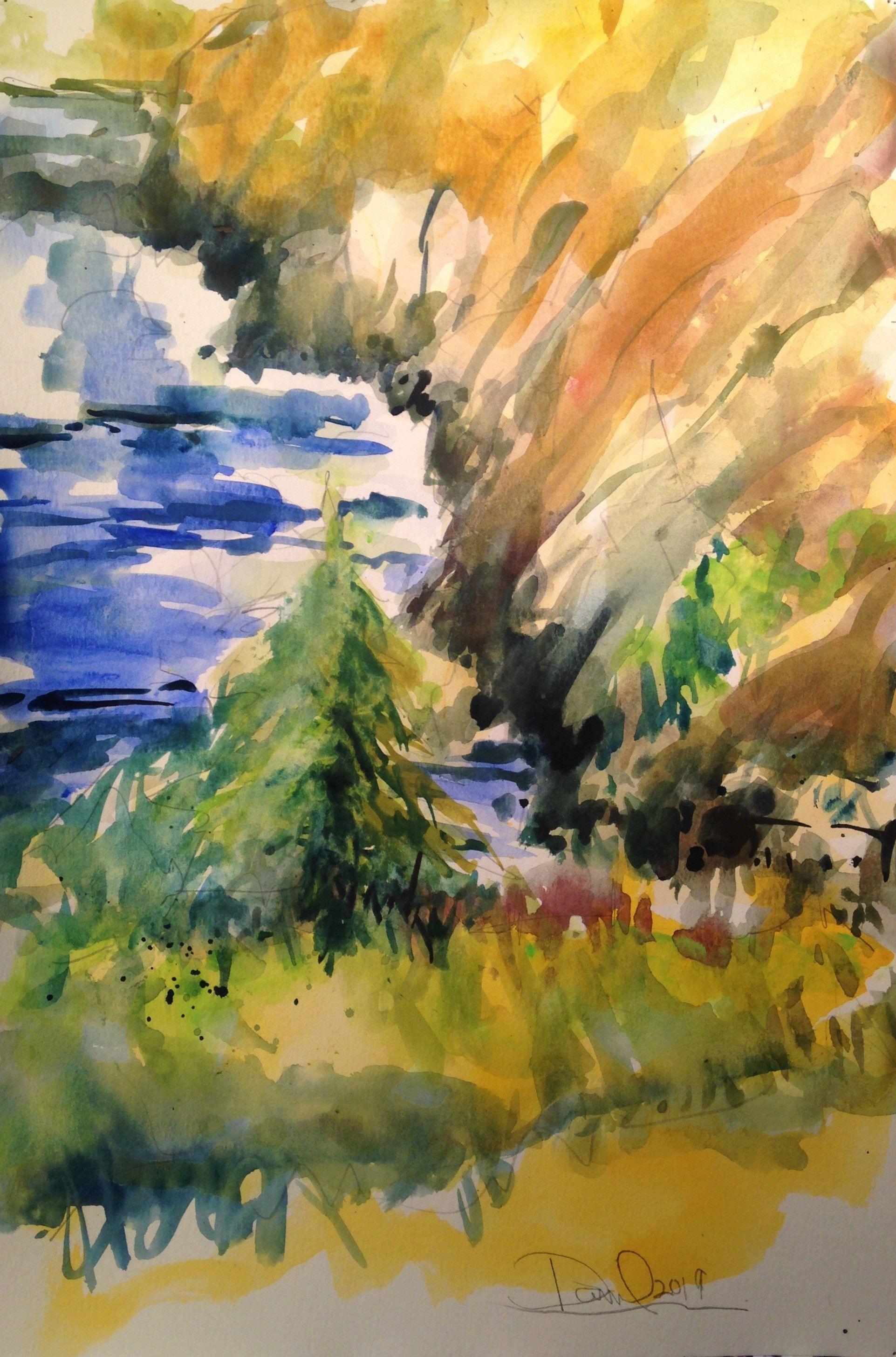 Peinture, aquarelle sur papier aquarelle Washington Coast - Art de Daniel Clarke