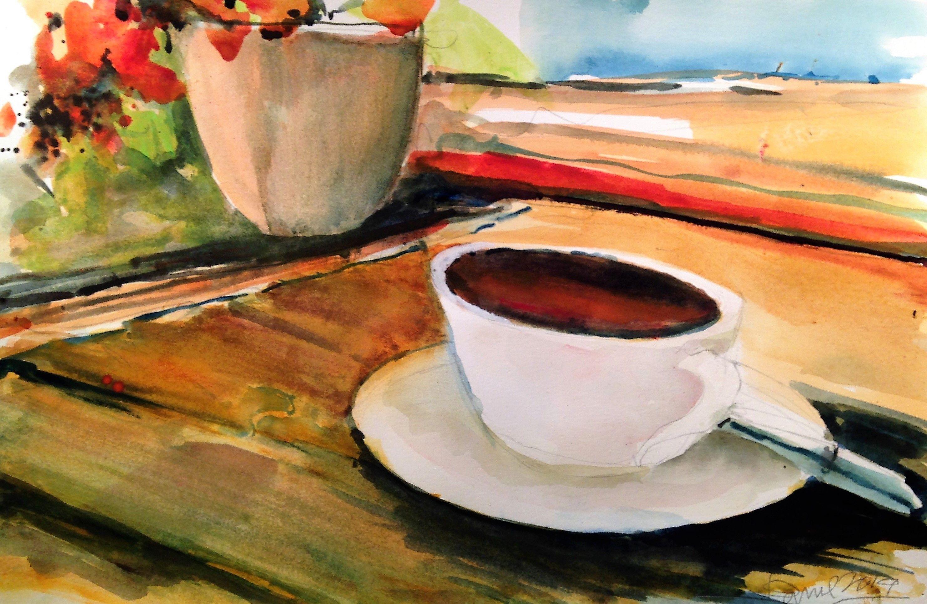 Morning Joe Seaside, Pintura, Acuarela sobre papel de acuarela - Art de Daniel Clarke