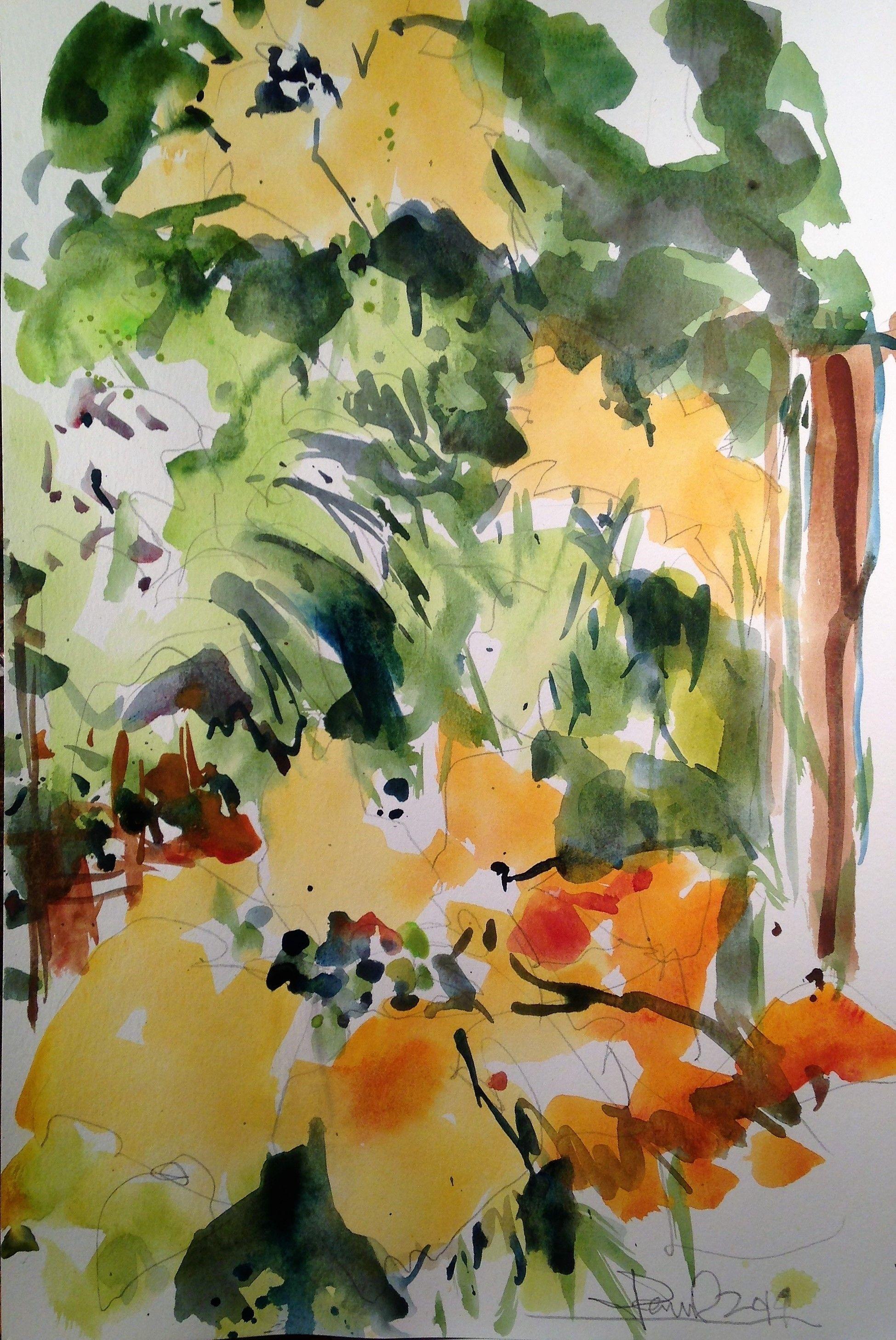 Poinsettias, peinture, aquarelle sur papier aquarelle - Art de Daniel Clarke