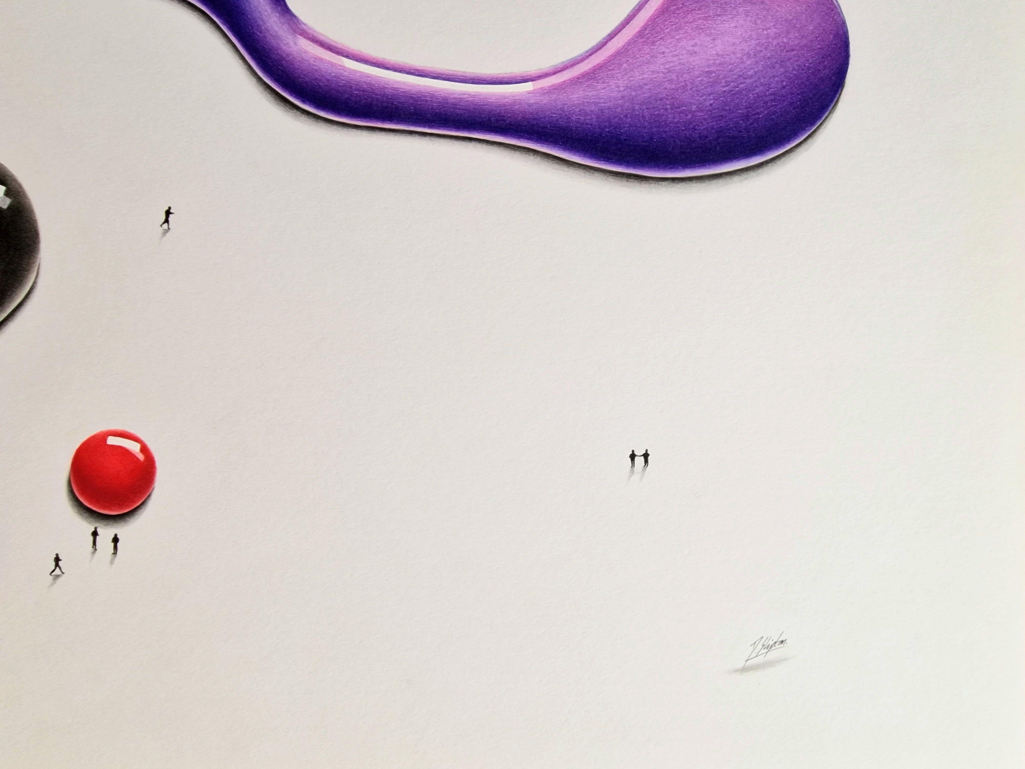 Meditative forms, Drawing, Pencil/Colored Pencil on Paper - Beige Abstract Drawing by Daniel Shipton