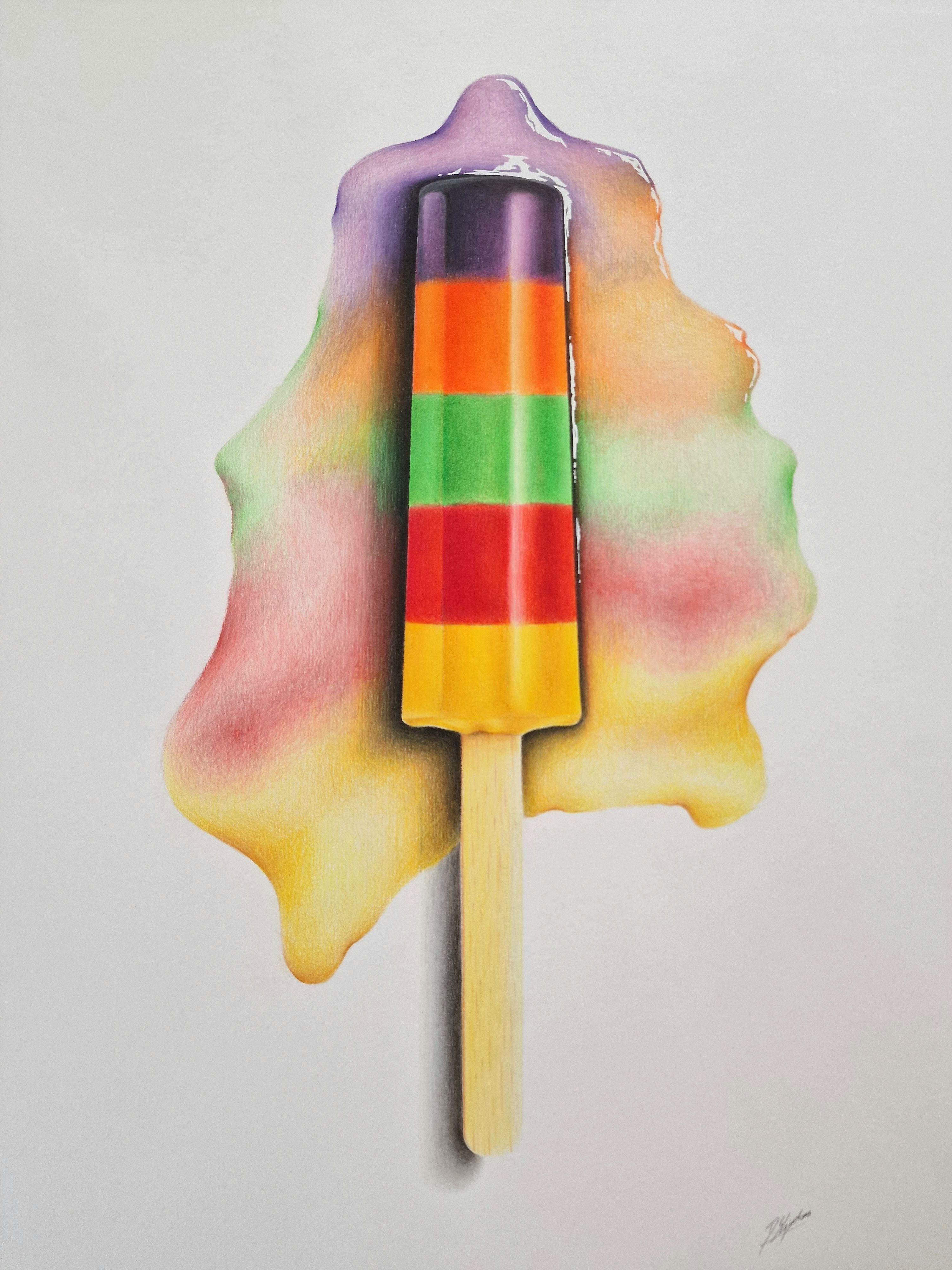 Ice lolly: summer, Drawing, Pencil/Colored Pencil on Paper - Realist Art by Daniel Shipton