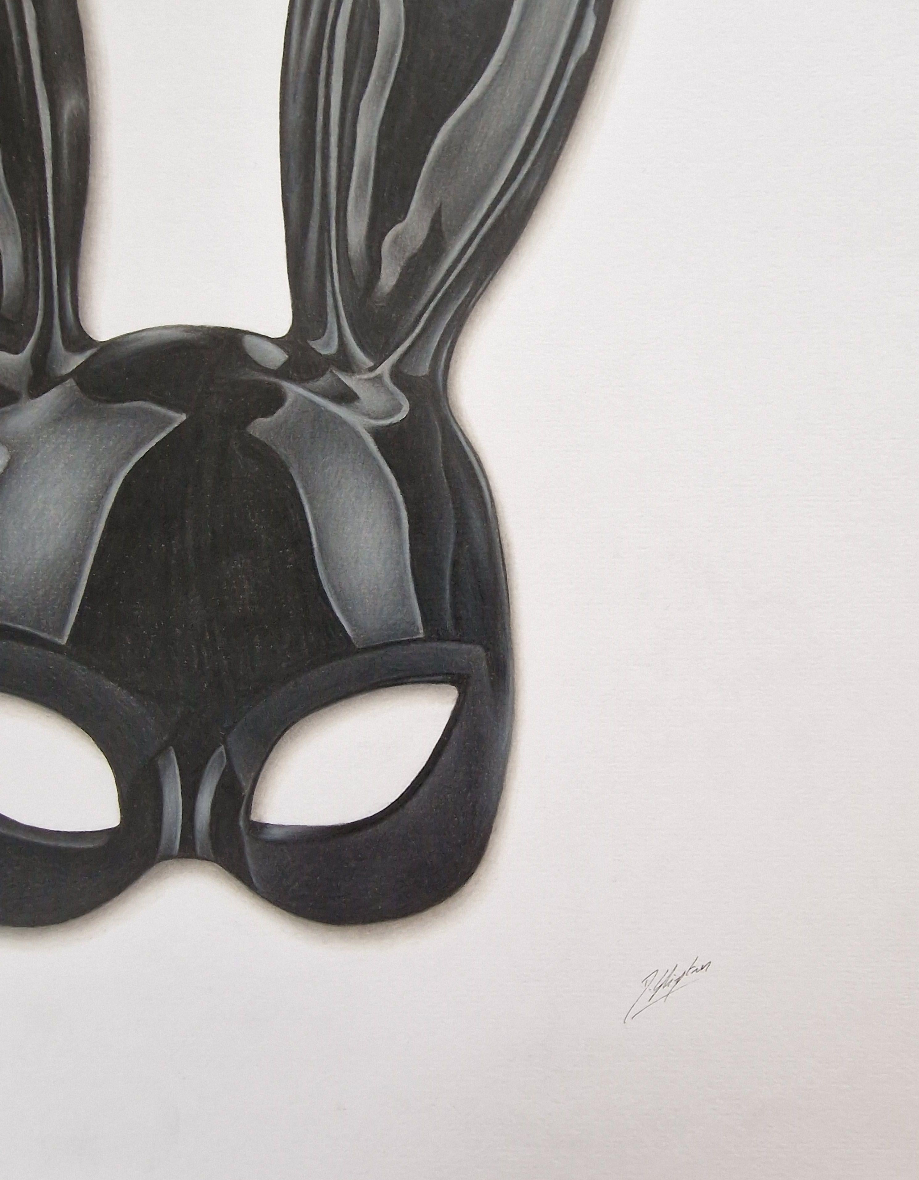 Bunny Mask, Drawing, Pencil/Colored Pencil on Paper - Photorealist Art by Daniel Shipton
