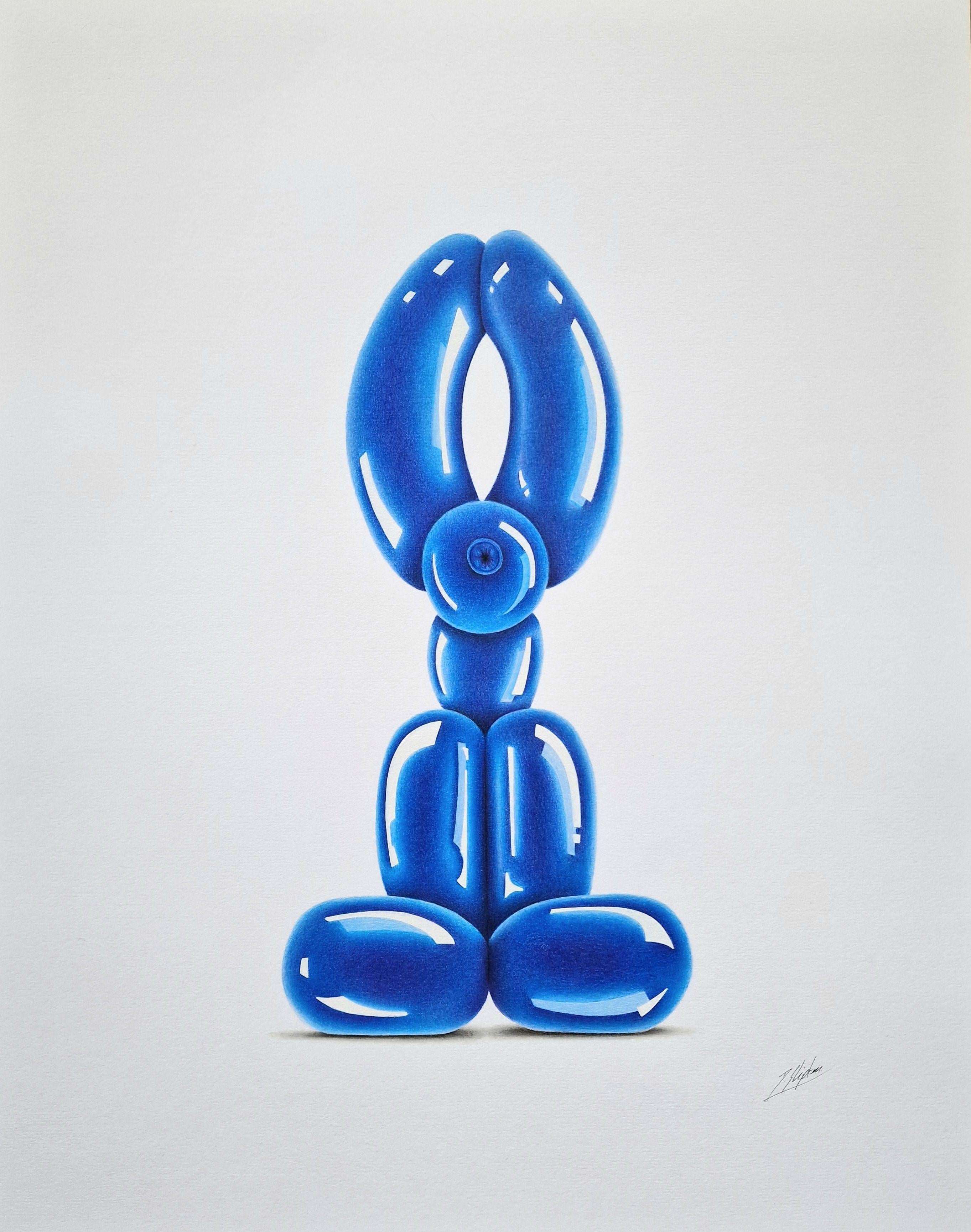 Conejito Globo Azul, Dibujo, Lápiz/Lápiz de color sobre papel - Art de Daniel Shipton