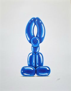 Blue Balloon Bunny, Drawing, Pencil/Colored Pencil on Paper