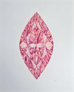 Marquise Cut Pink Diamond, Drawing, Pencil/Colored Pencil on Paper