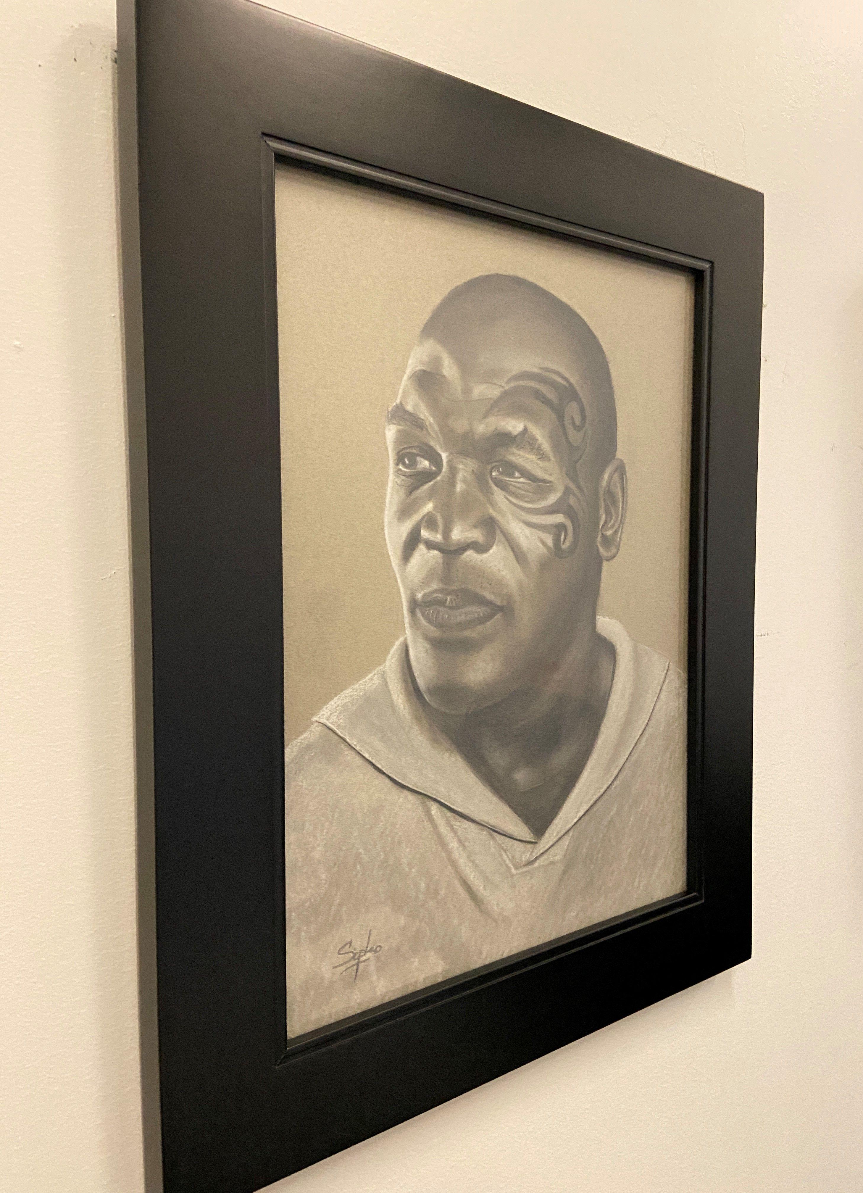 Mike Tyson Portrait, Drawing, Charcoal on Paper For Sale 1