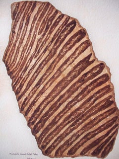 Mammoth Enamel Dental Plate, Painting, Watercolor on Paper