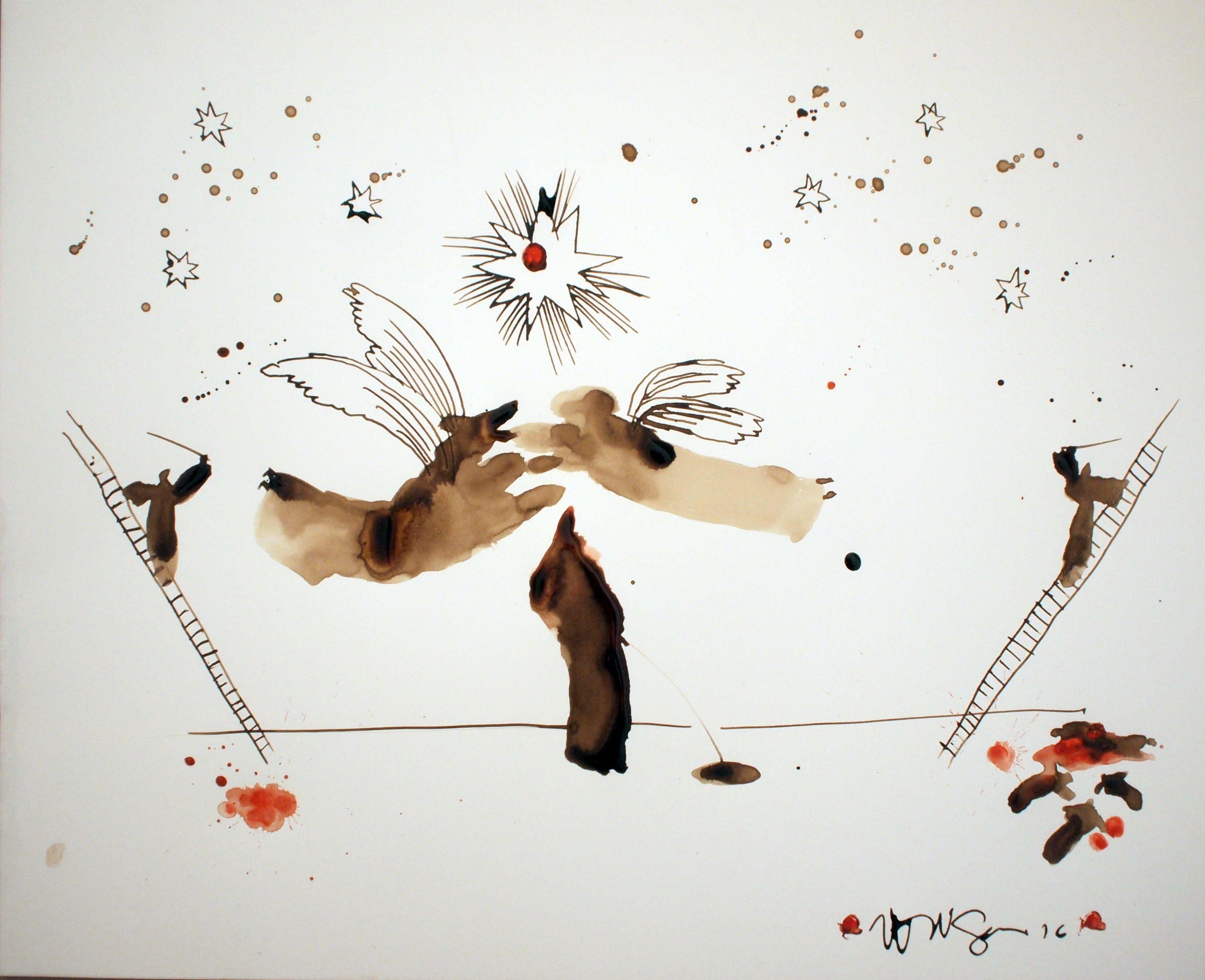 act, Drawing, Pen & Ink on Watercolor Paper - Art by Edward Zelinsky