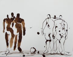 footballers, Drawing, Pen & Ink on Watercolor Paper