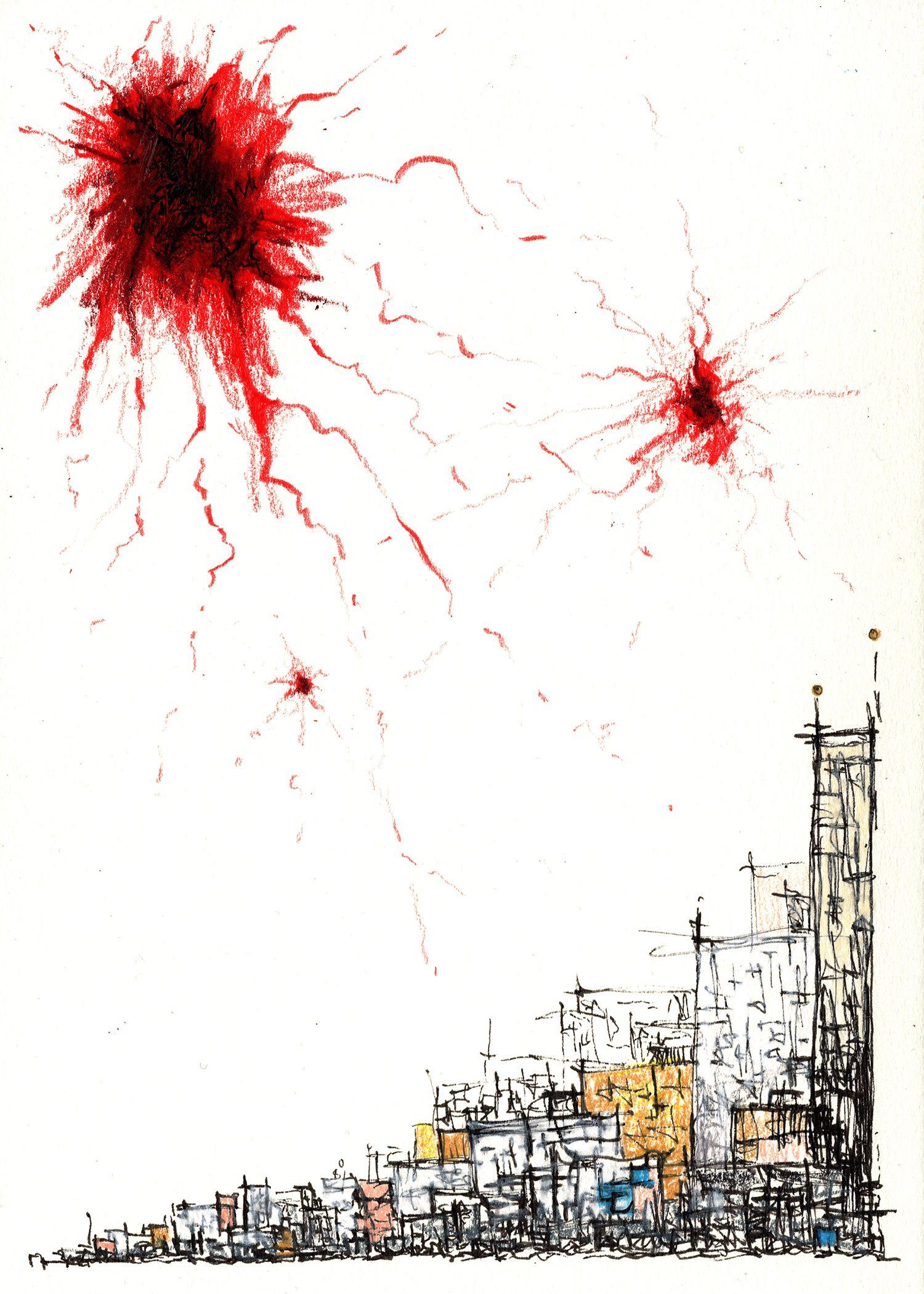 Cities in Dust III, Drawing, Pen & Ink on Other - Art by Elena Disabato
