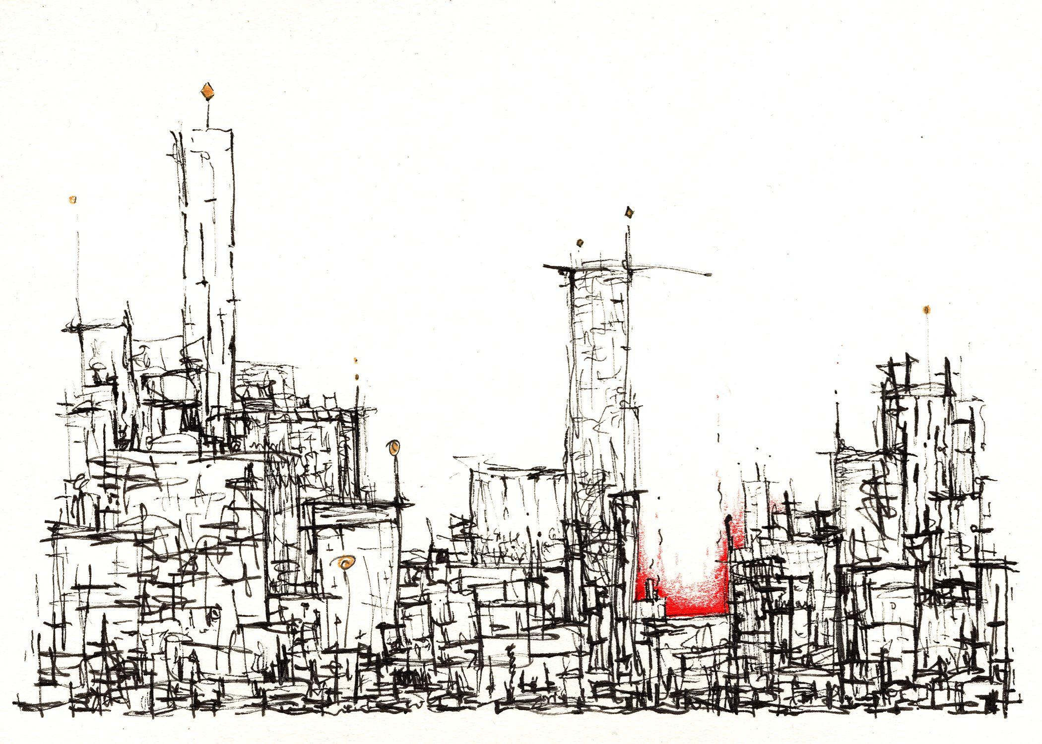 Cities in Dust II, Drawing, Pen & Ink on Other