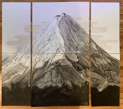Mount Fuji - Sumi-e Ink Painting on Board, Painting, Watercolor on Other