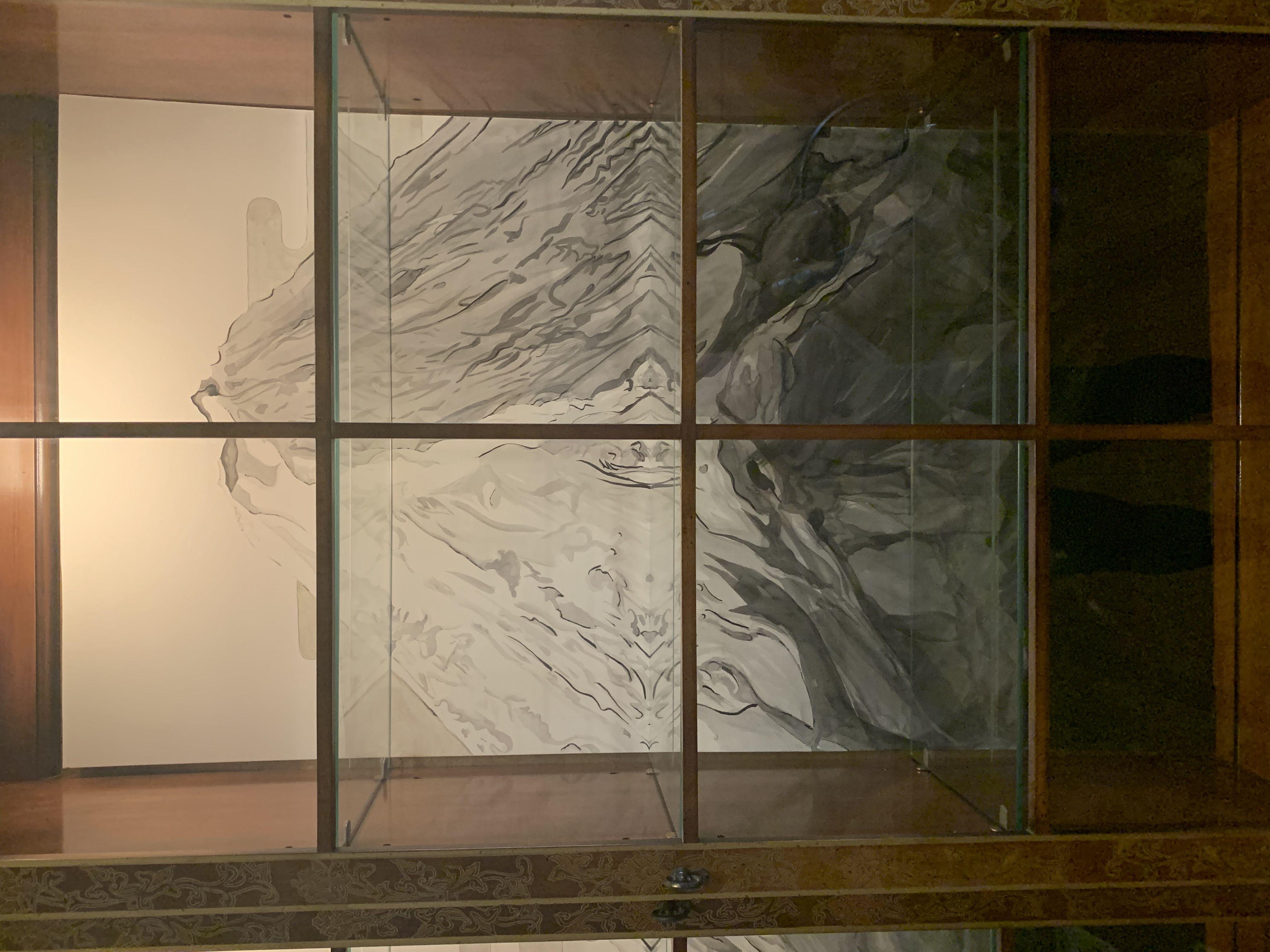 Black and white ink painting of Mount Fuji created for an art installation with #thecabinetcollective. Traditional ink stick from Osaka and modern waterproof ink on 6 panels of illustration board. Overall size 52.125 x 45.25
