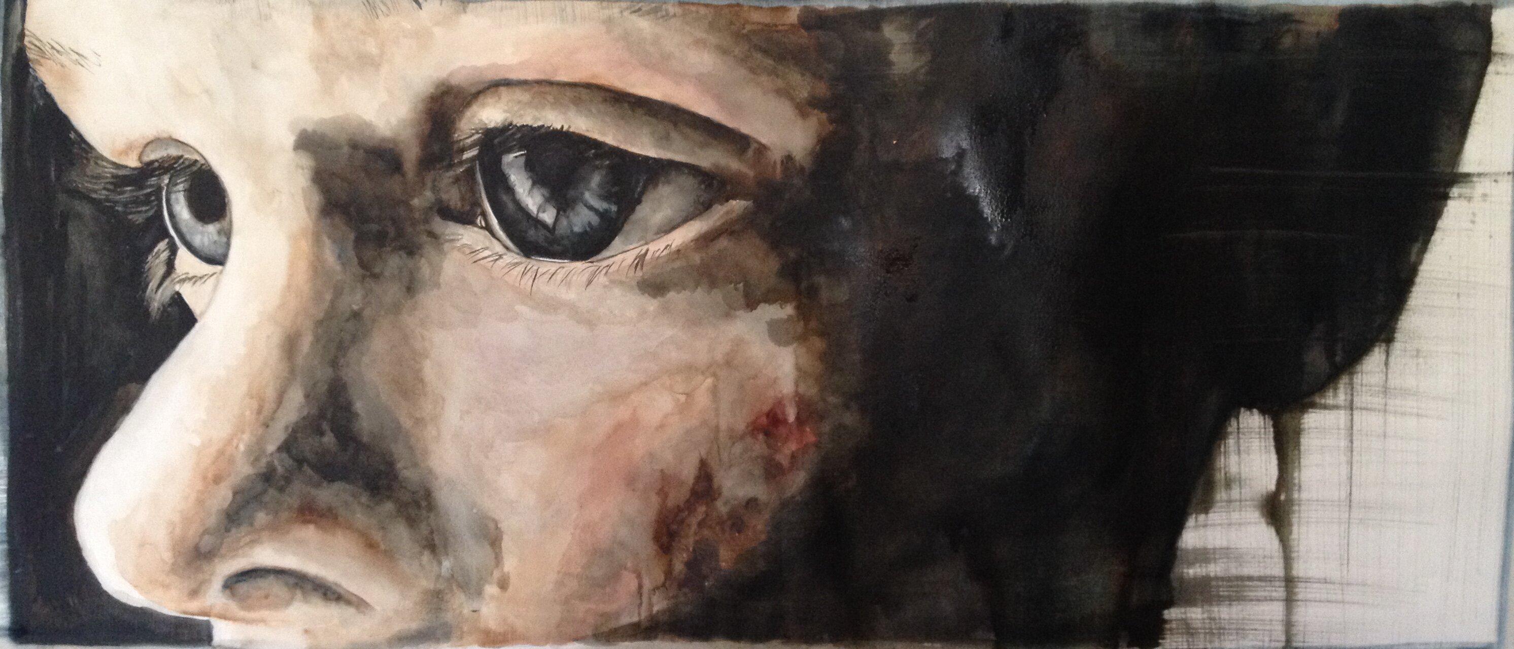 Emily Redd Abstract Drawing – Winter, Gemälde, Aquarell auf Papier
