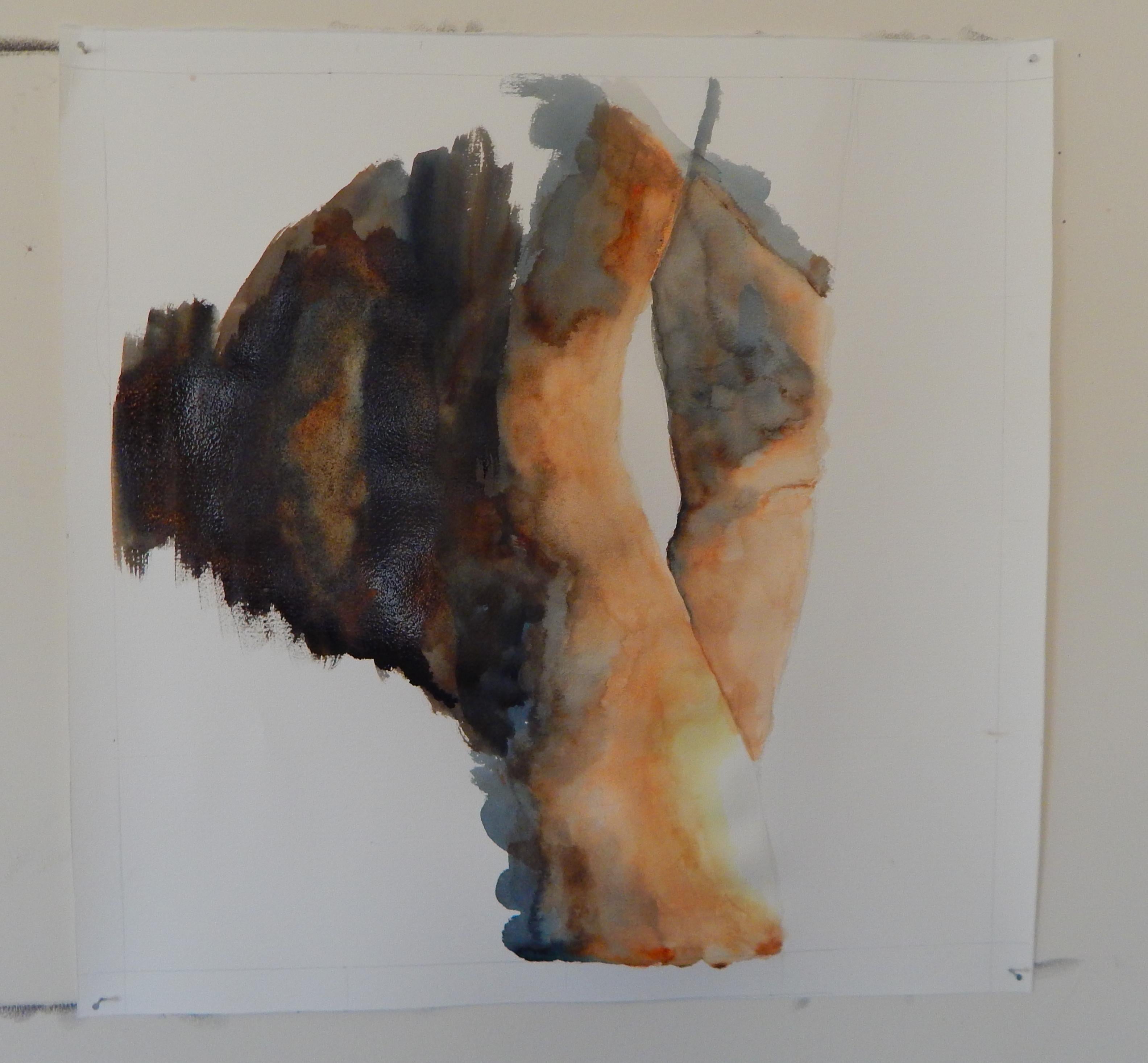 Silenzioso per tutti questi anni, Pittura, Acquerello su carta - Abstract Drawing Nero di Emily Redd
