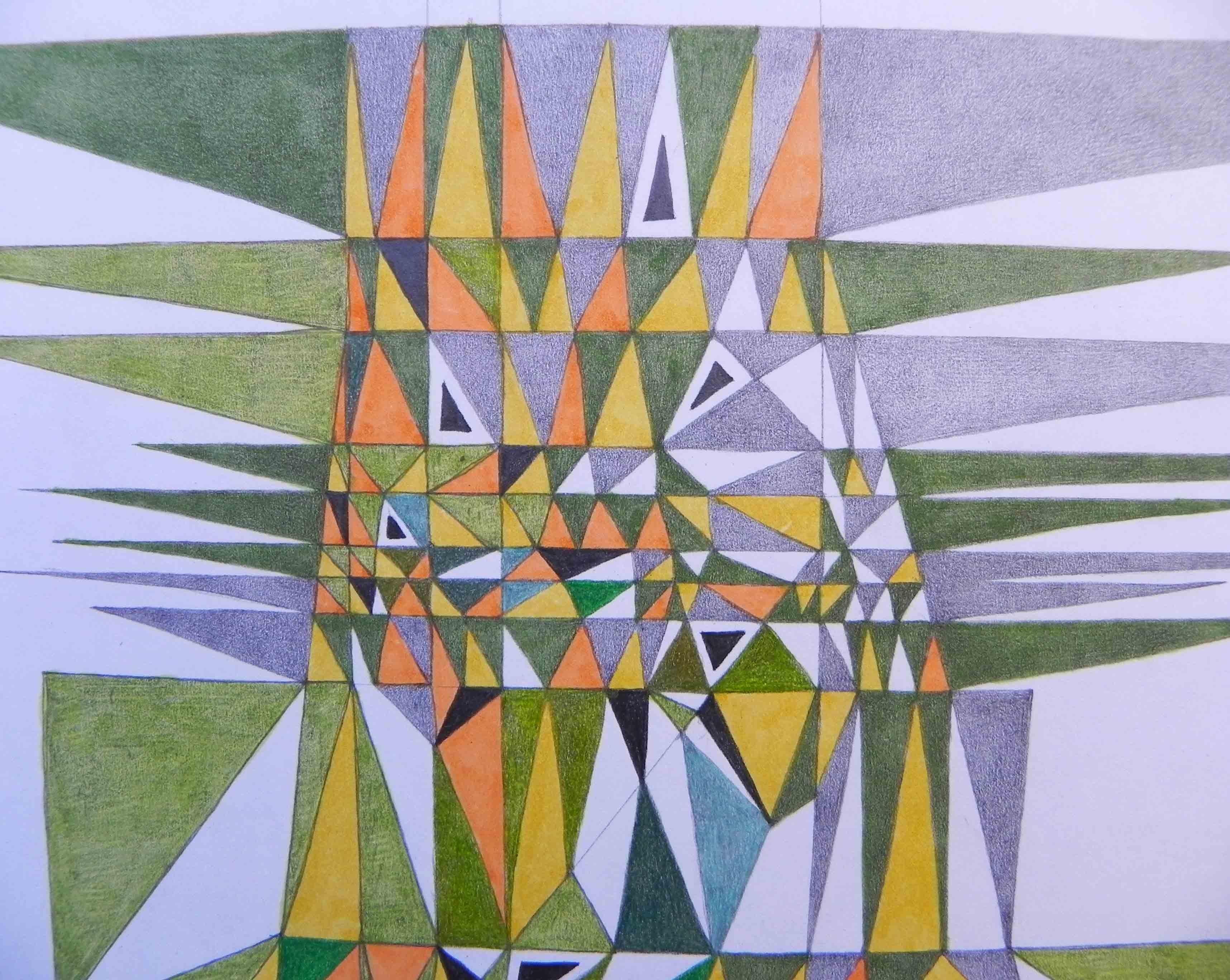 tetris 4, Dibujo, Lápiz/lápiz de color sobre papel - Art Abstracto de Federico Cortese