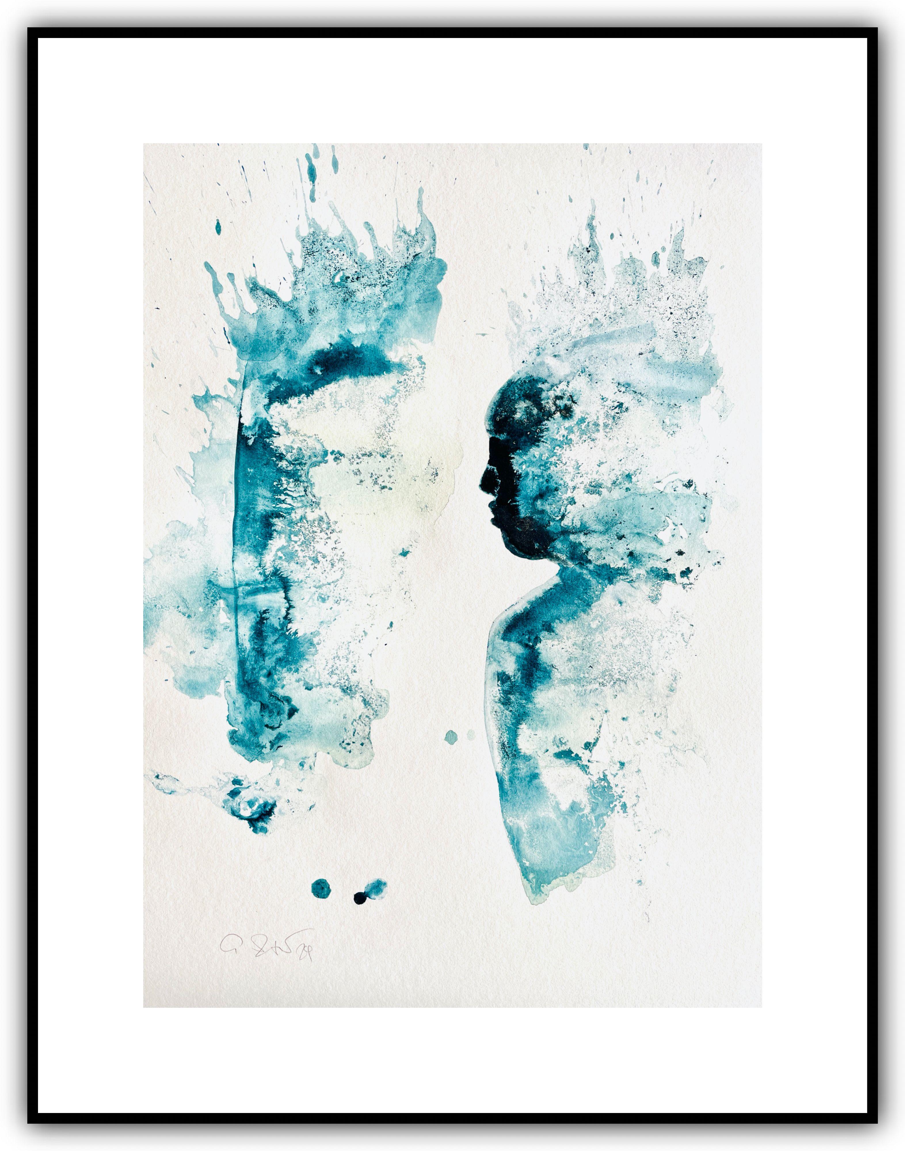 Facing It, Painting, Watercolor on Paper - Abstract Expressionist Art by Gesa Reuter