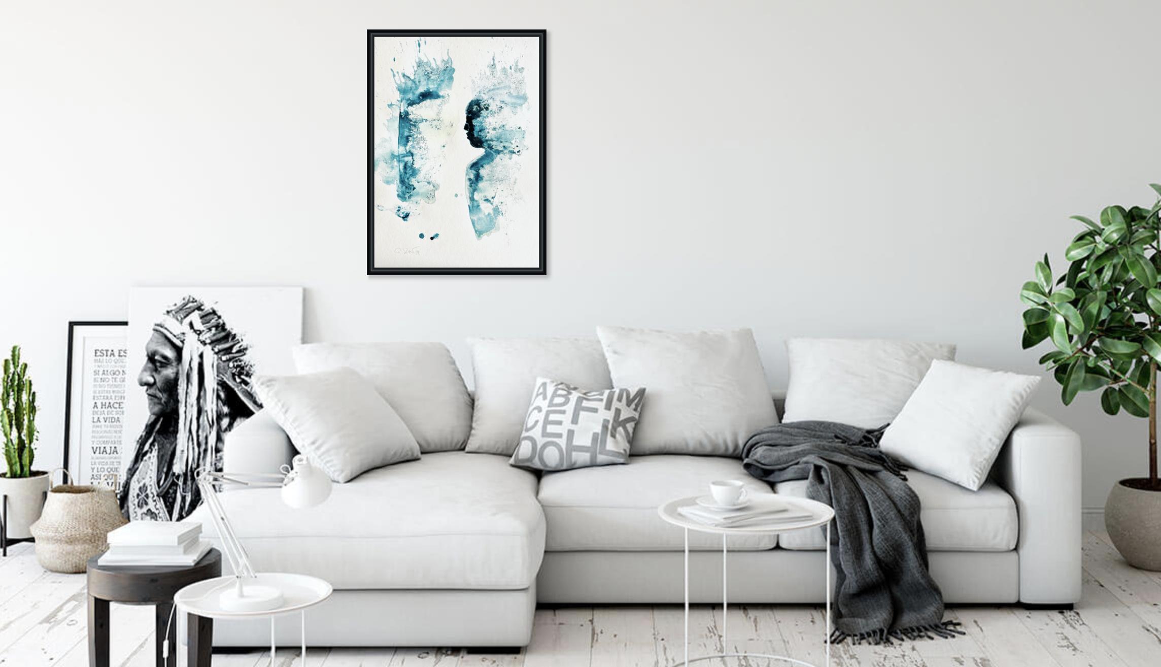 This powerful emotional abstract watercolor painting is exploring thoughts, emotions....    Watermarks and lines, scratches and other watercolor effects are important to my work and keep fascinating me.   This painting would love a mat and frame.