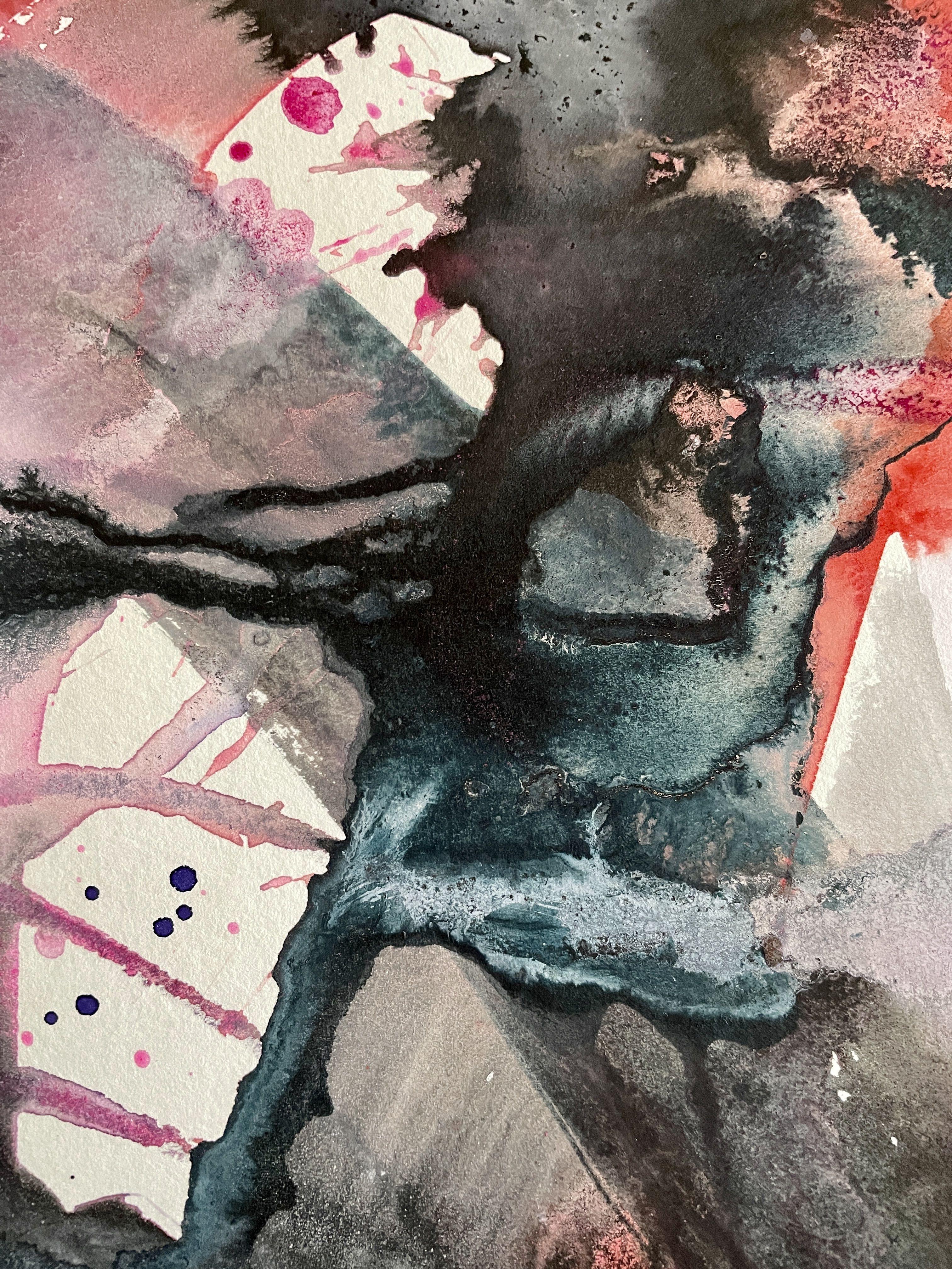 This powerful emotional abstract watercolor painting was done on ValentineÂ´s day! What's your opinion on this day?    Watermarks and lines, scratches and other watercolor effects are important to my work and keep fascinating me.   This painting