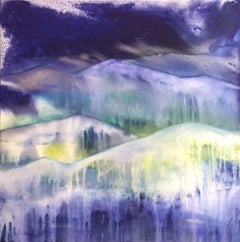 À l'intérieur des montagnes bleues, peinture, aquarelle sur toile