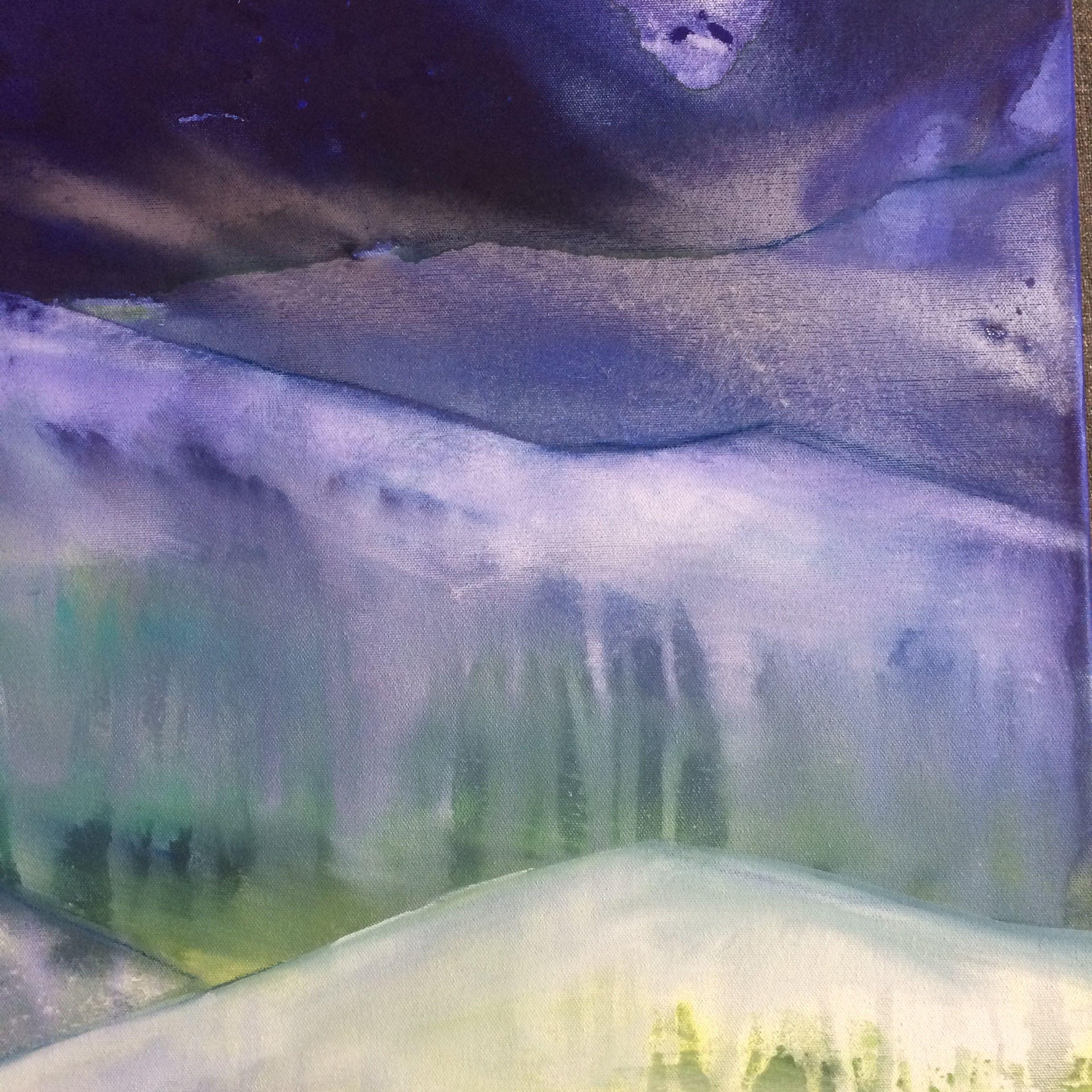 Inside The Blue Mountains, Painting, Watercolor on Canvas - Abstract Art by Gesa Reuter